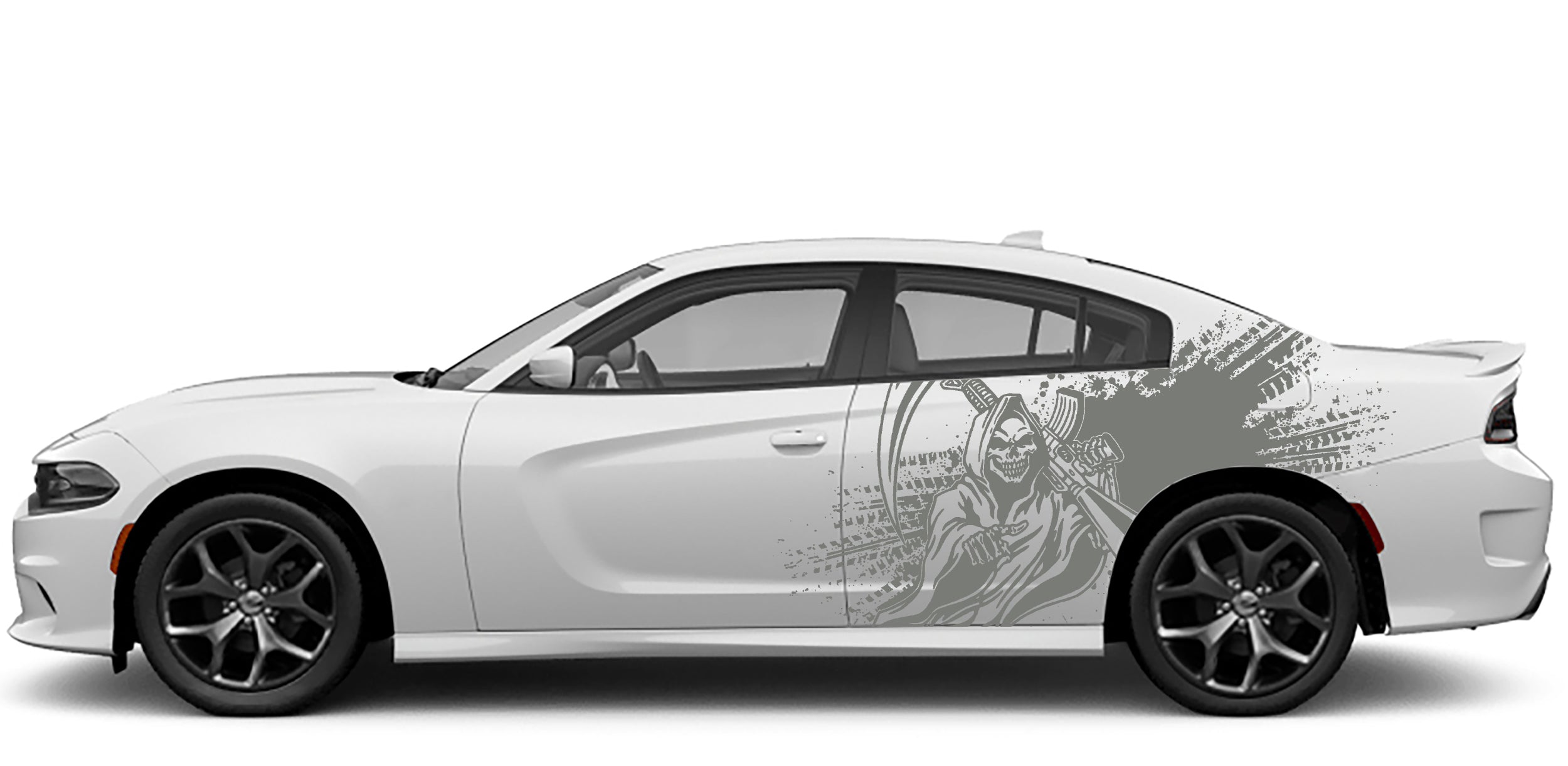 reaper splash side graphics for dodge charger 2015 to 2023 models gray