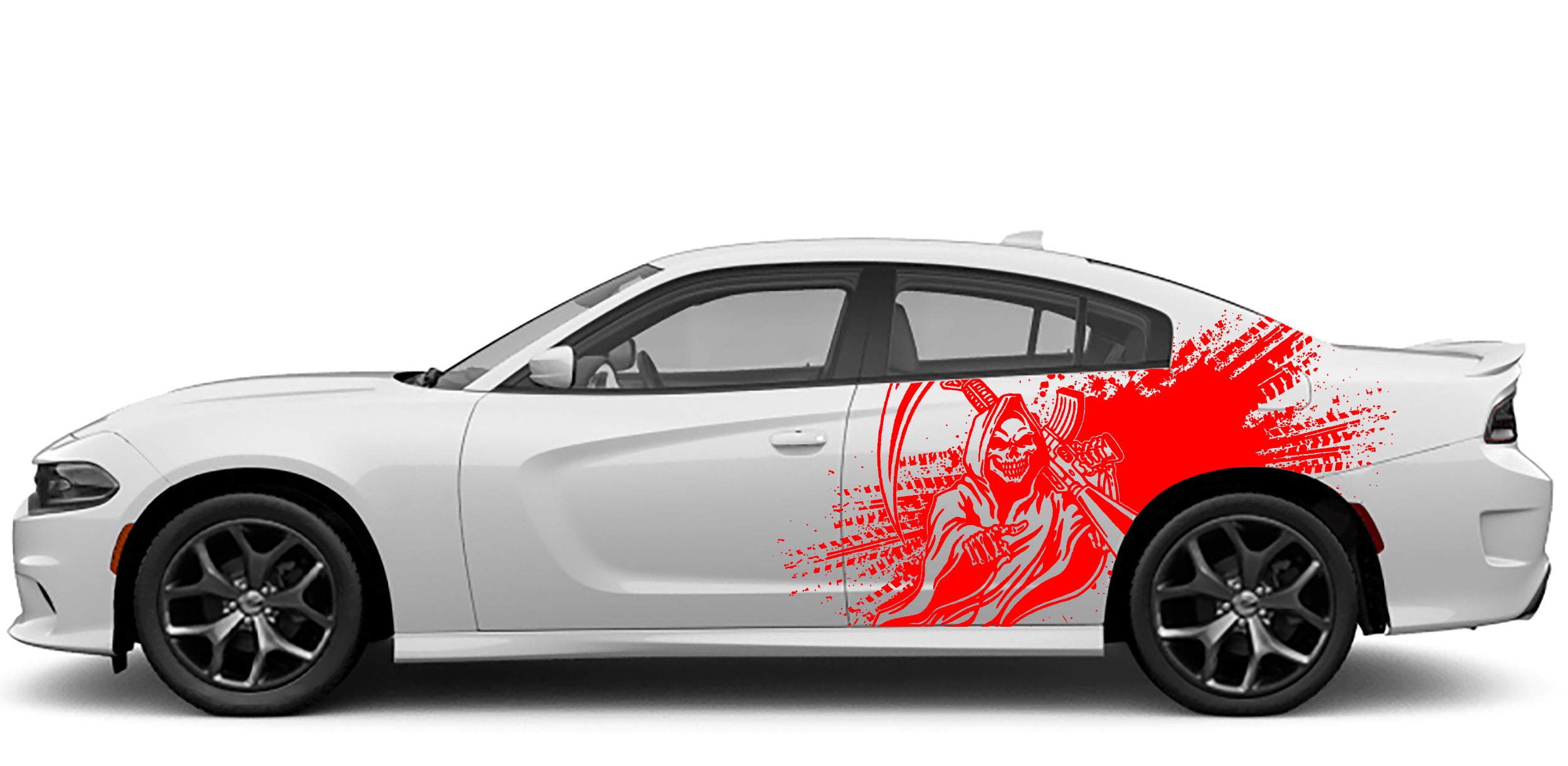 reaper splash side graphics for dodge charger 2015 to 2023 models red