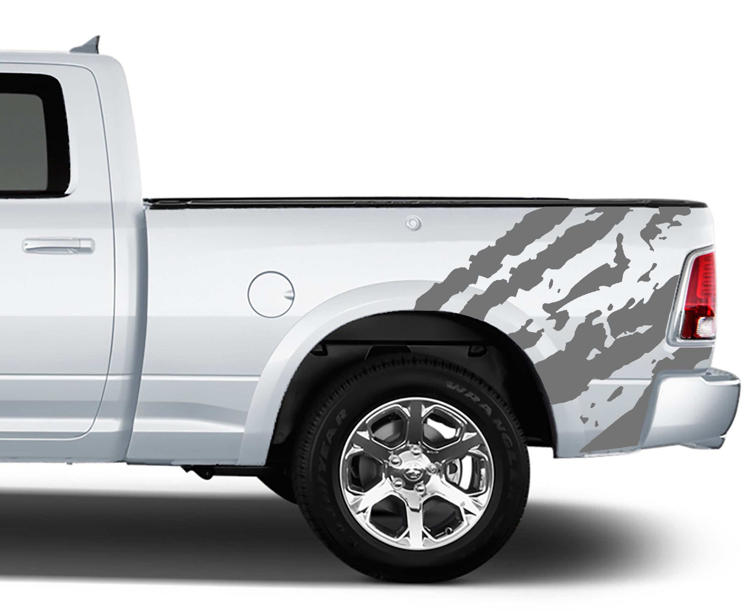 ripped bed graphics for dodge ram 2008 to 2018 models gray