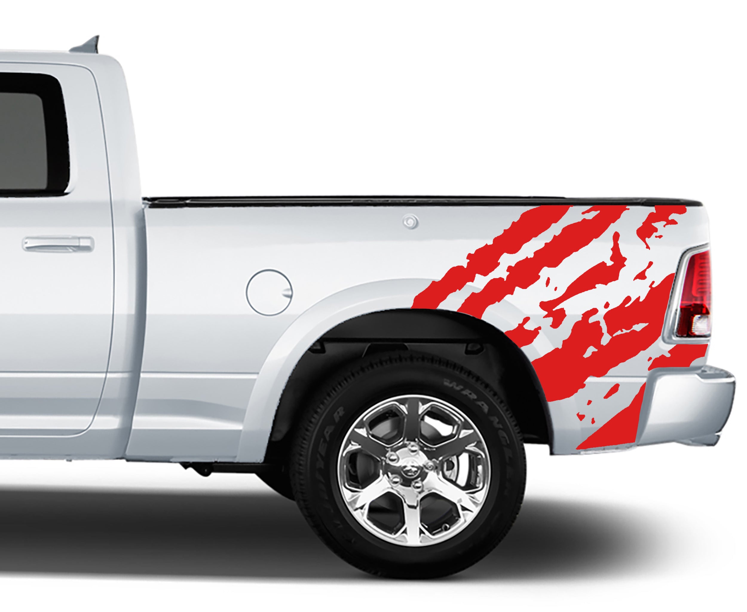 ripped bed graphics for dodge ram 2008 to 2018 models red