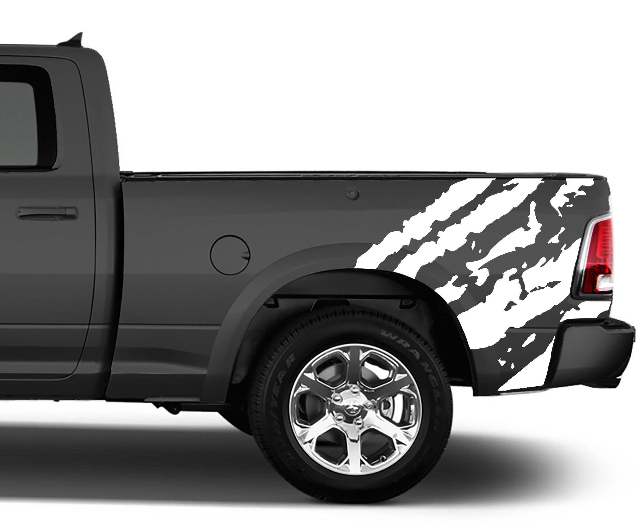 ripped bed graphics for dodge ram 2008 to 2018 models white