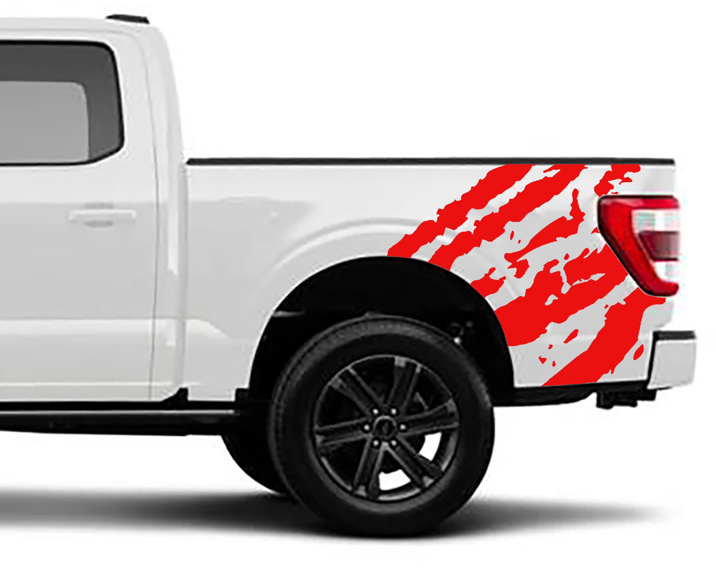 ripped bed vinyl graphics for ford f 150 2021 to 2023 models red