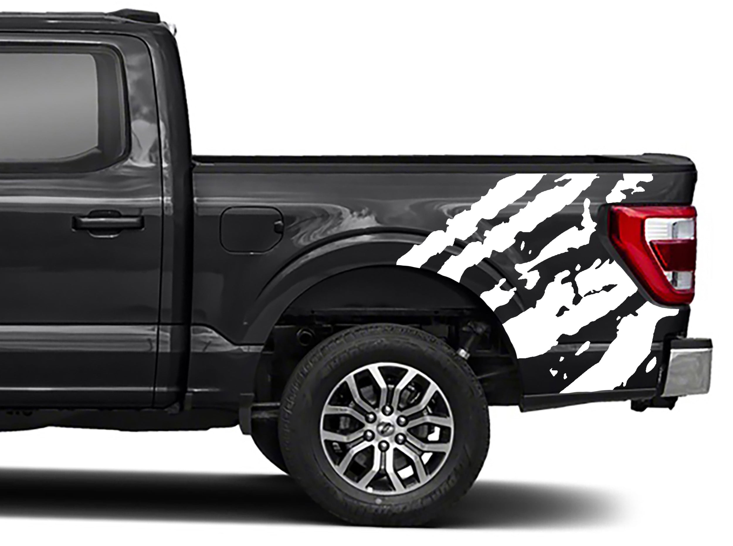 ripped bed vinyl graphics for ford f 150 2021 to 2023 models white
