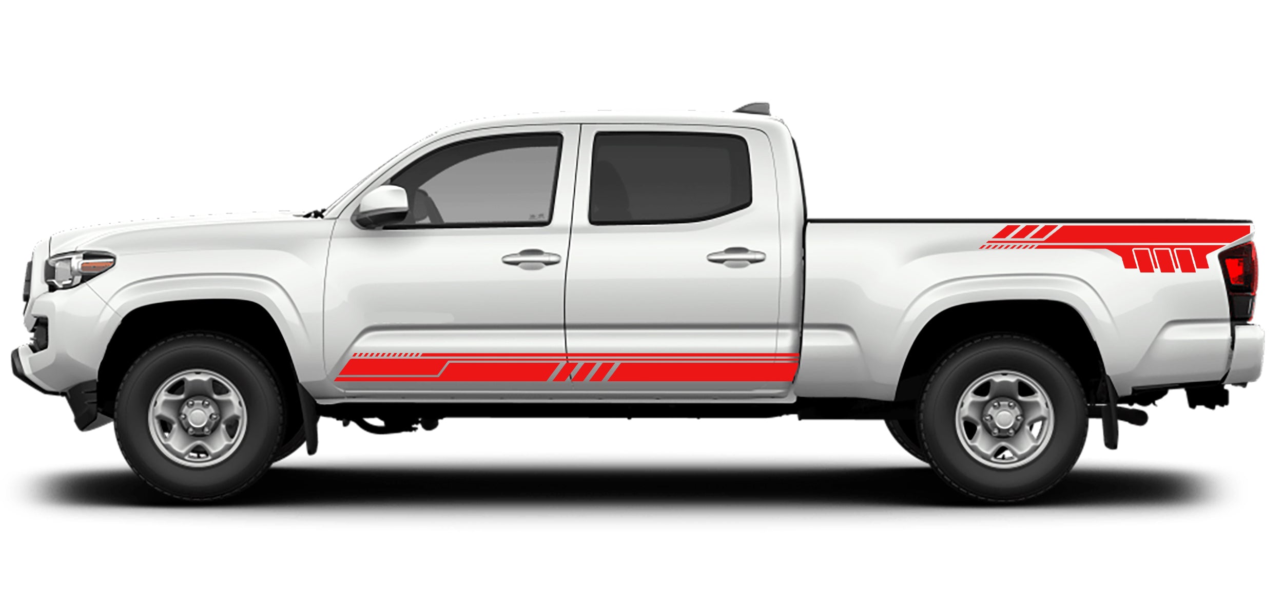 rocker panel and bed decals for toyota tacoma 2016 to 2023 models red
