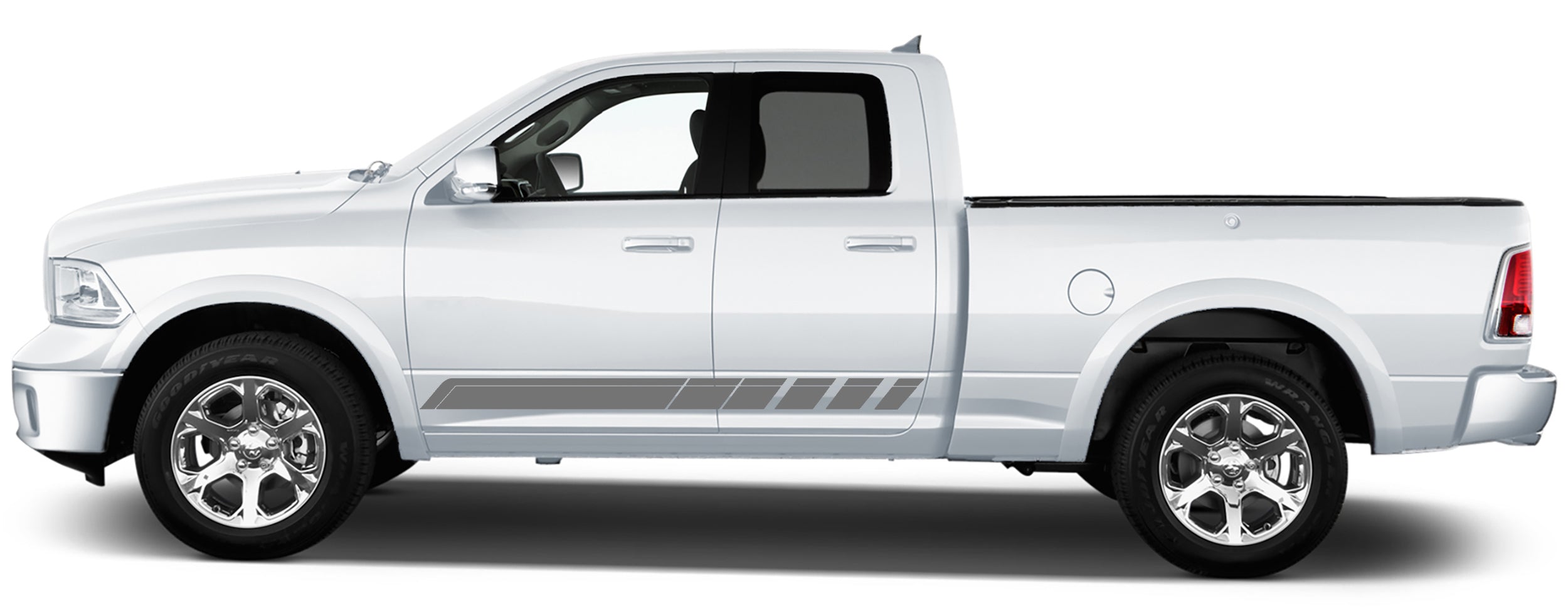 rocker panel side stripes graphics for dodge ram 2008 to 2018 models gray