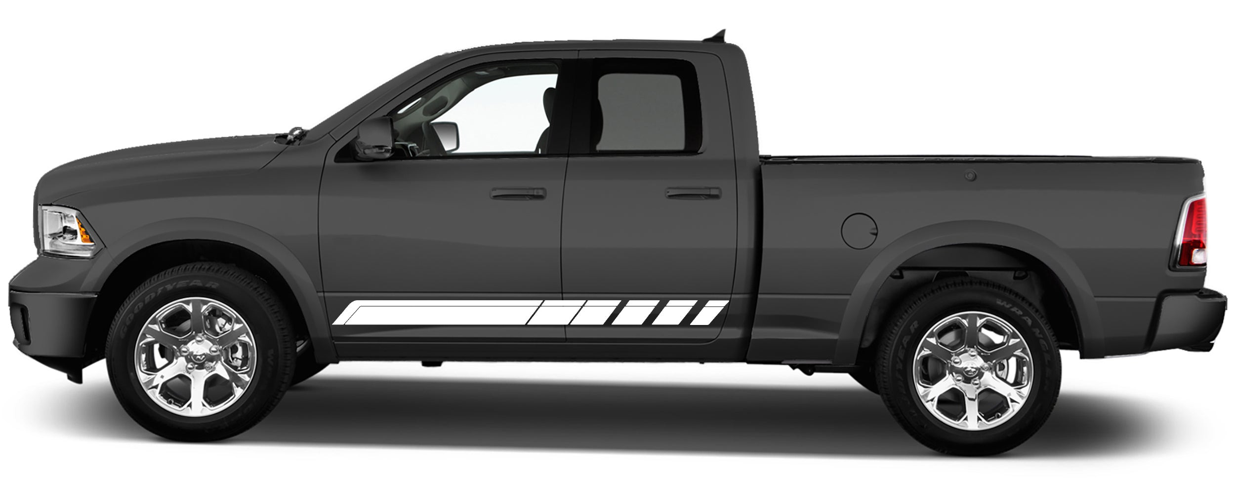 rocker panel side stripes graphics for dodge ram 2008 to 2018 models white