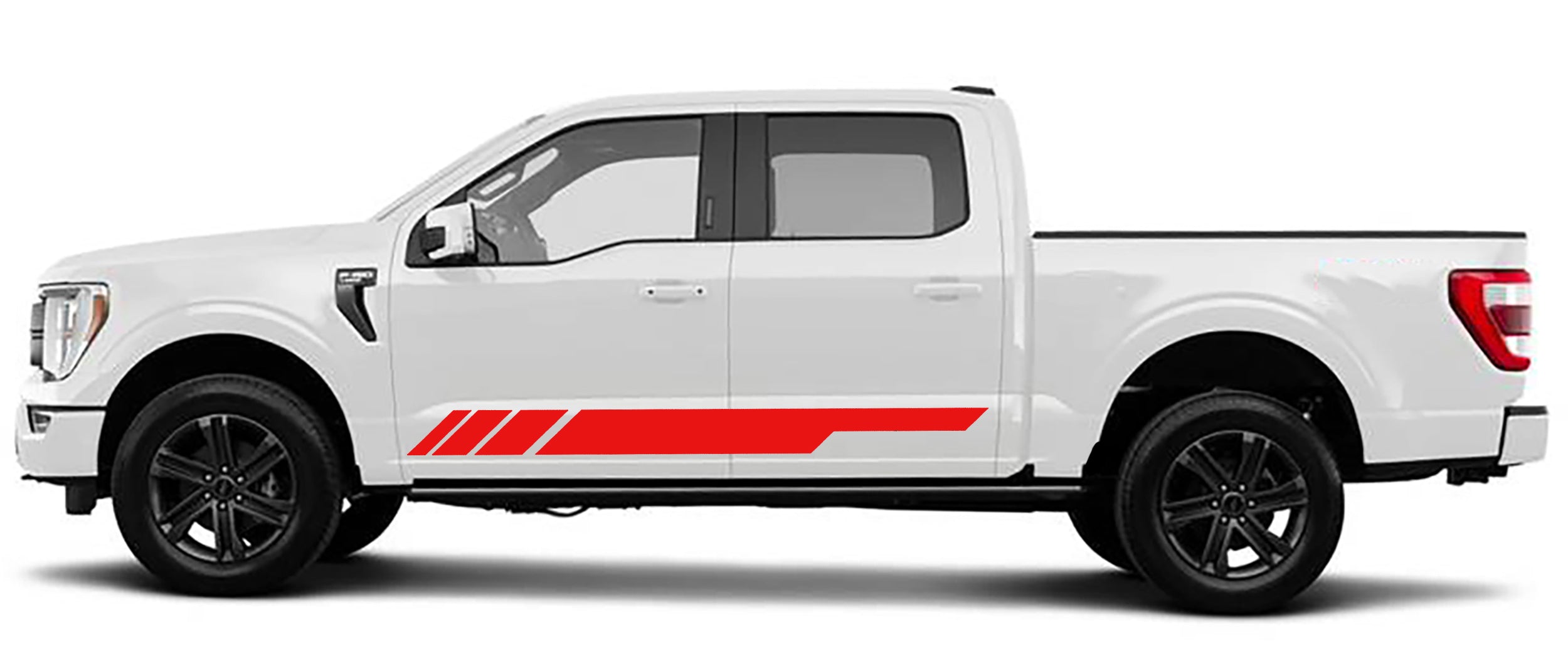 rocker panel stripes graphics for ford f 150 2021 to 2023 models red