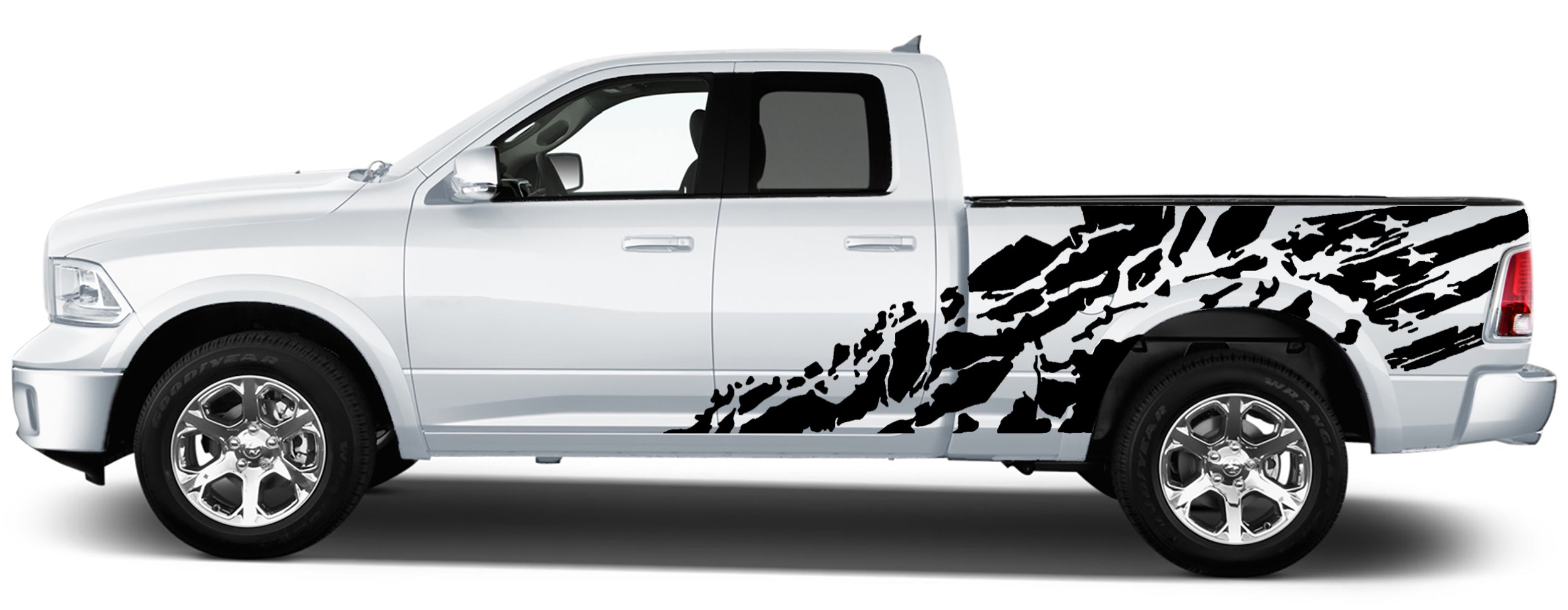 shredded us flag side graphics for dodge ram 2009 to 2018 models black