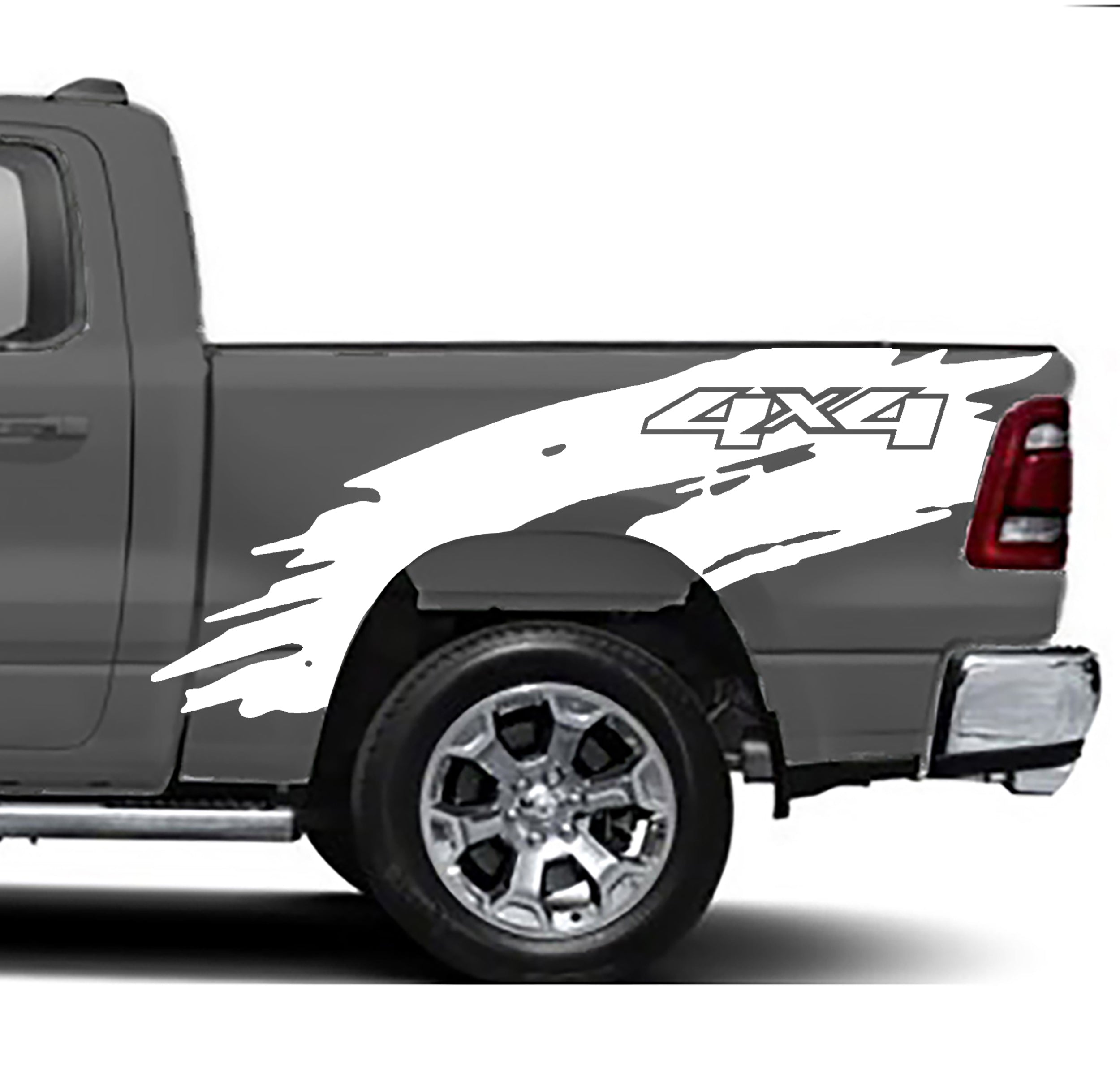 shredde 4x4 bed graphics for dodge ram 1500 2500 2019 to 2023 models white