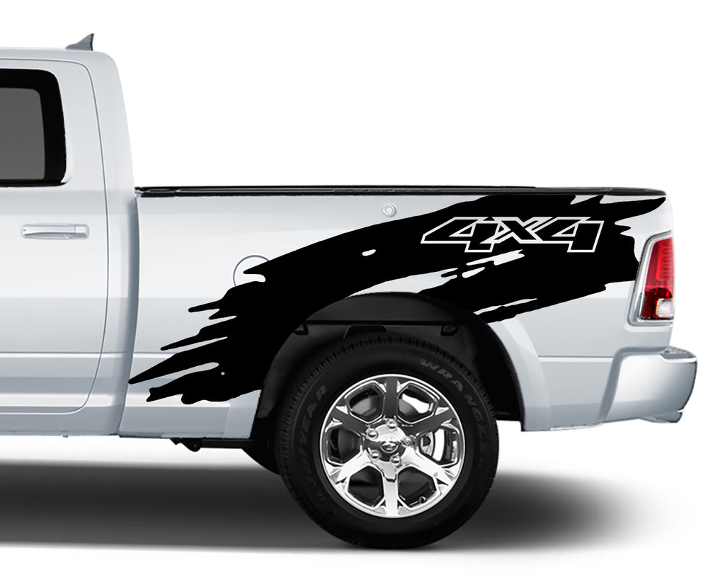 Shredded 4x4 Vinyl Bed Decals for Dodge Ram (2009-2018) Pair