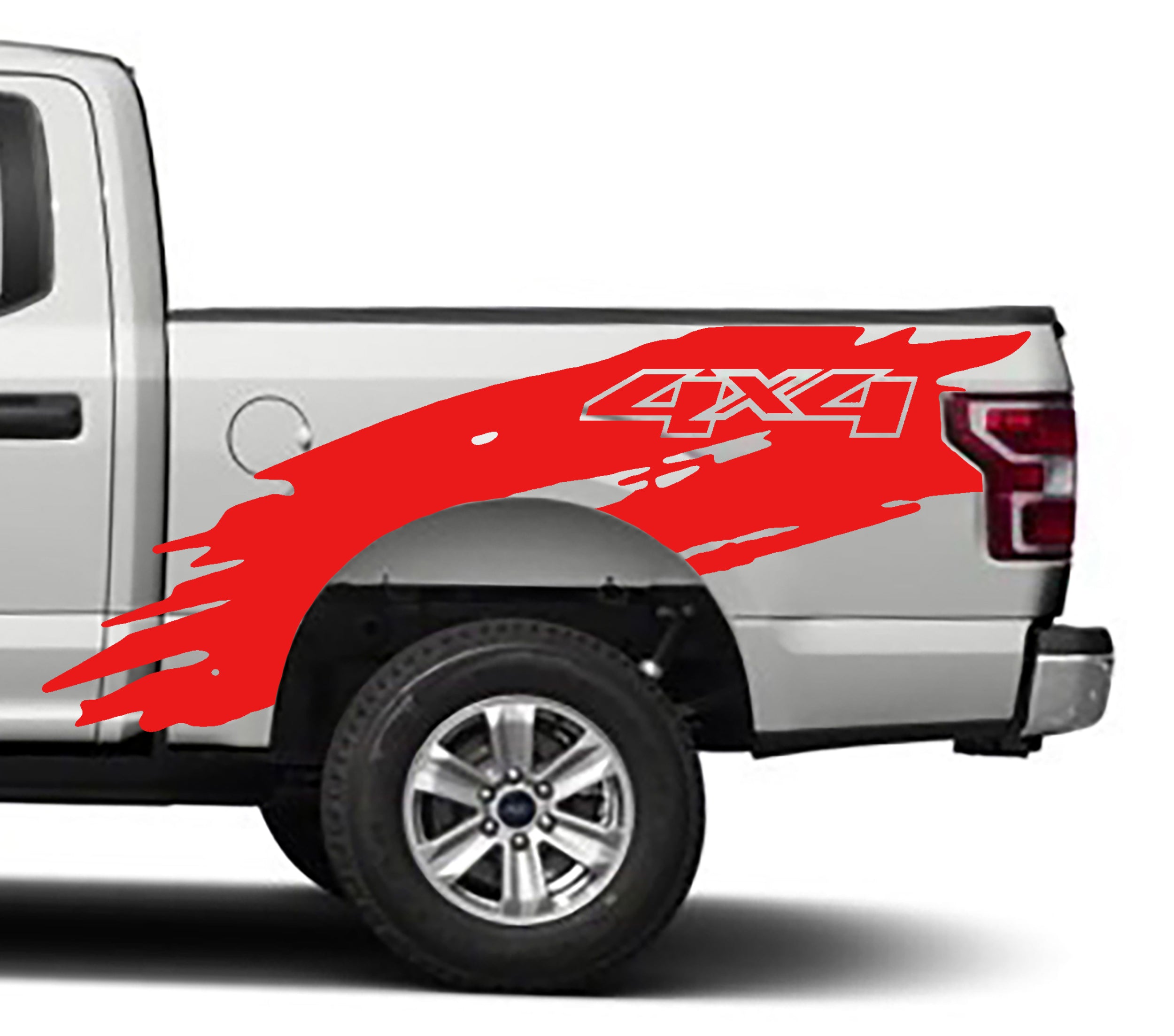 shredded 4x4 bed graphics for ford f 150 2015 to 2020 models red