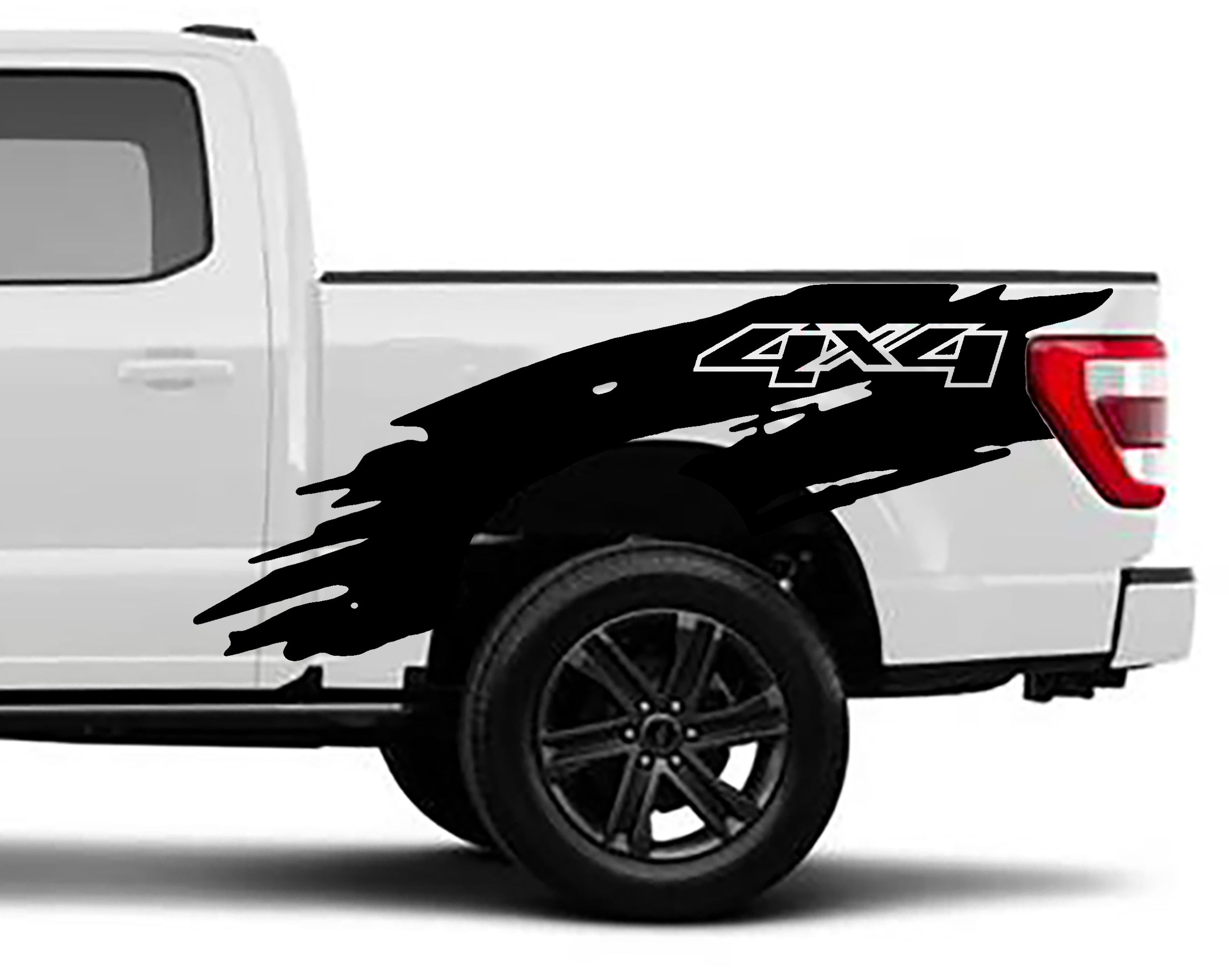 Ford F-150 Shredded 4x4 Bed Decals (Pair) : Vinyl Graphics Kit Fits (2021-2023)