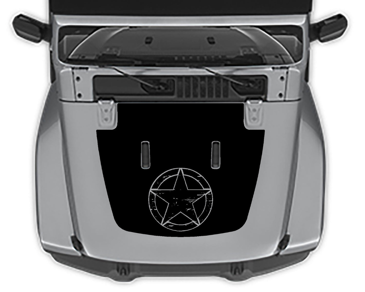 Military Star Shredde Hood Decal For Jeep Wranger JL black