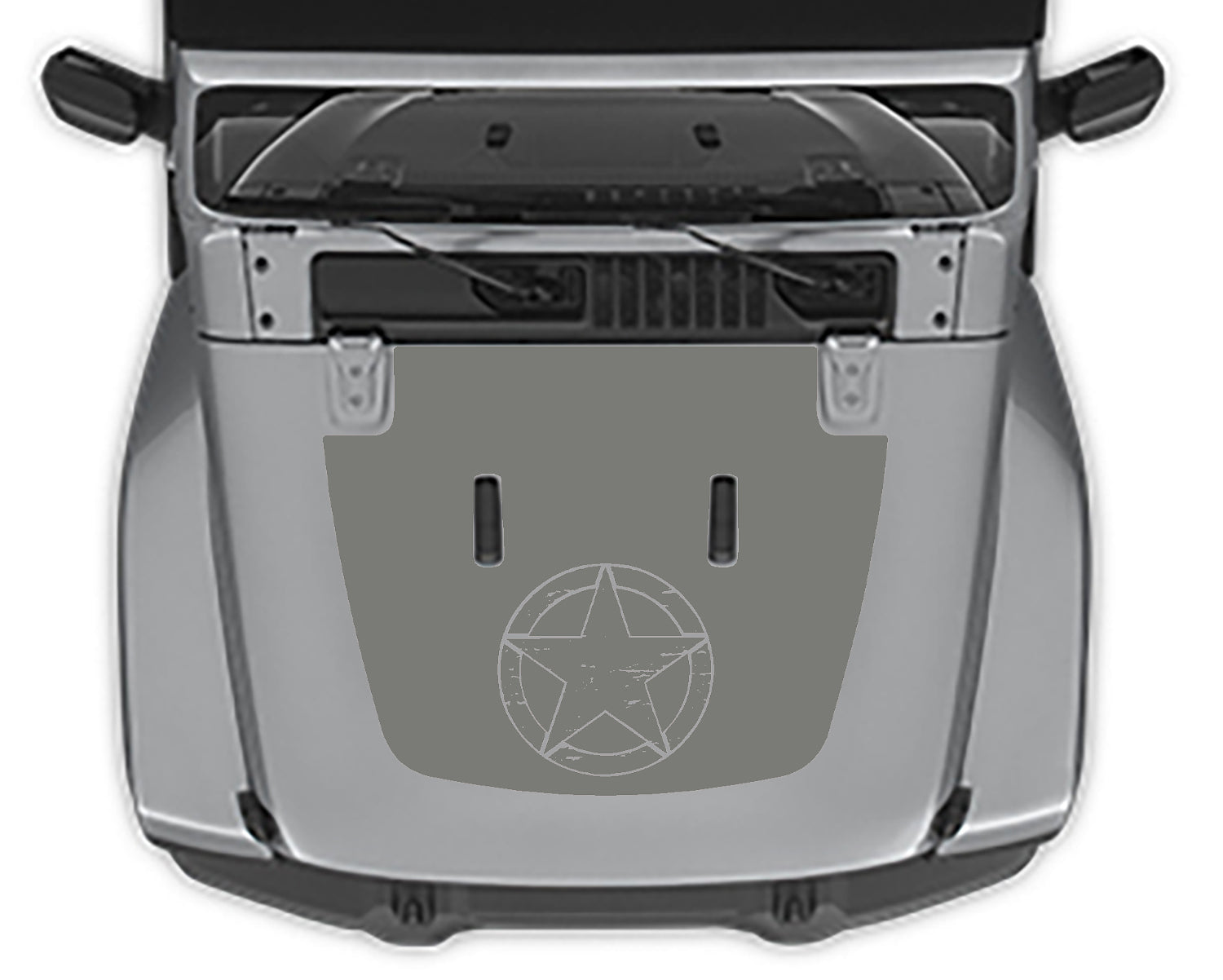 Military Star Shredde Hood Decal For Jeep Wranger JL gray