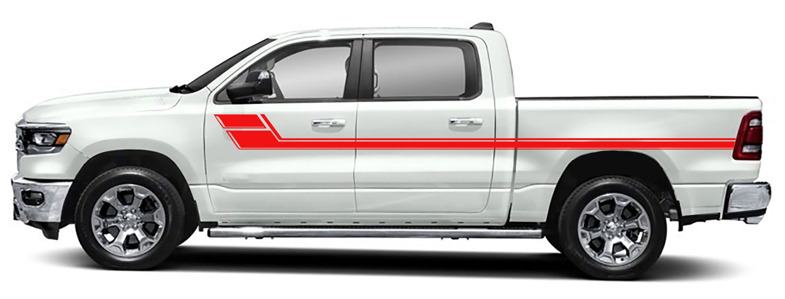 side racing stripes for dodge ram 1500 2500 2019 to 2023 models red