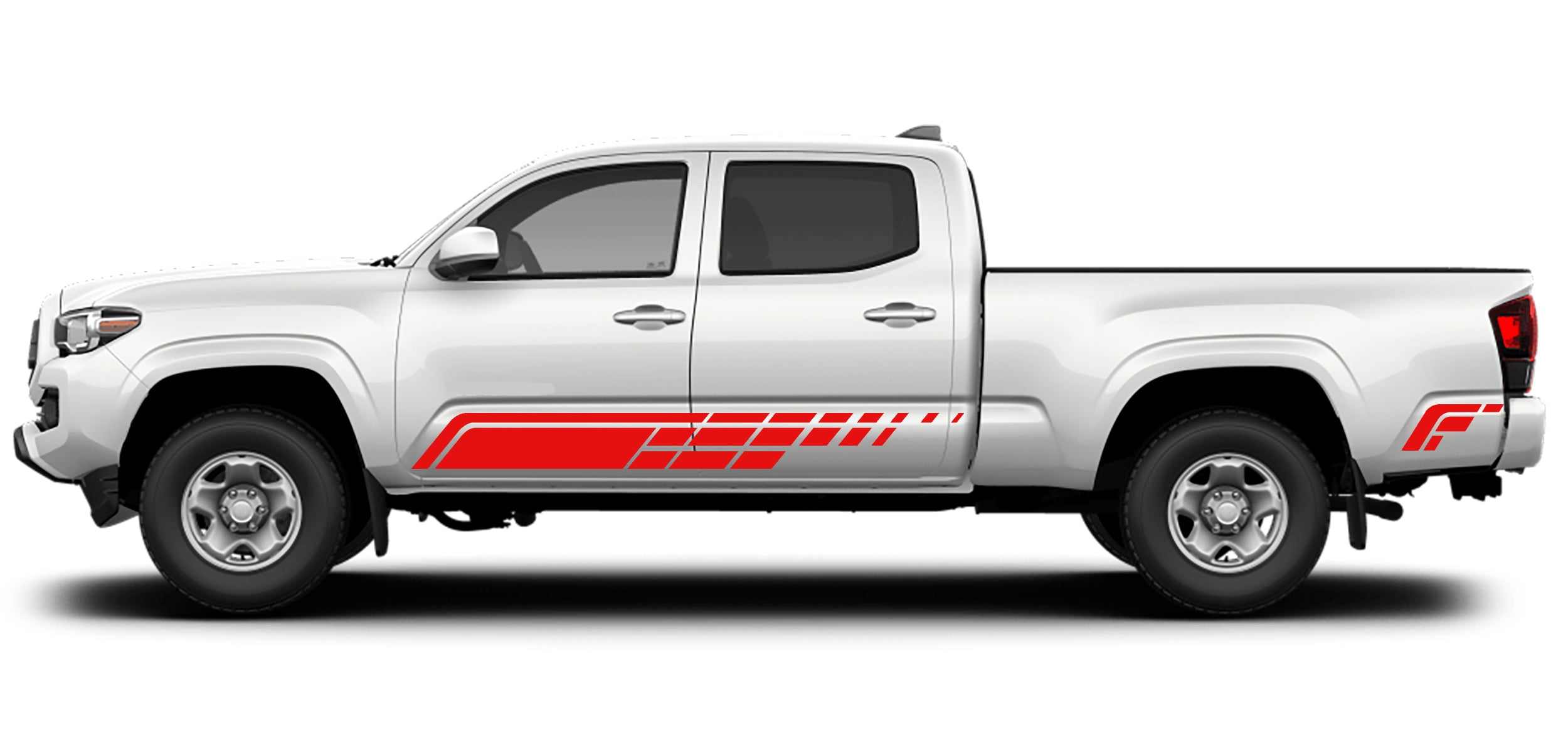 Side stripes vinyl decals for toyota tacoma 2016 to 2023 models red