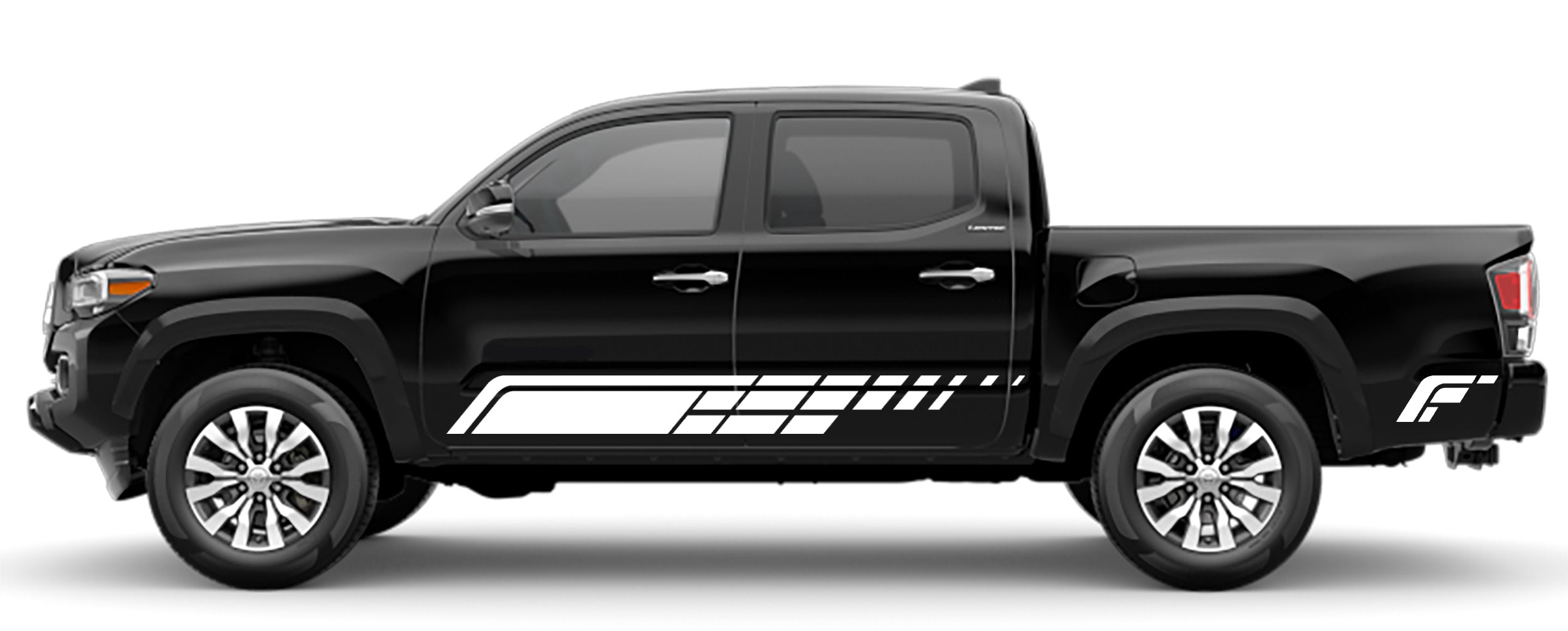 Side stripes vinyl decals for toyota tacoma 2016 to 2023 models white