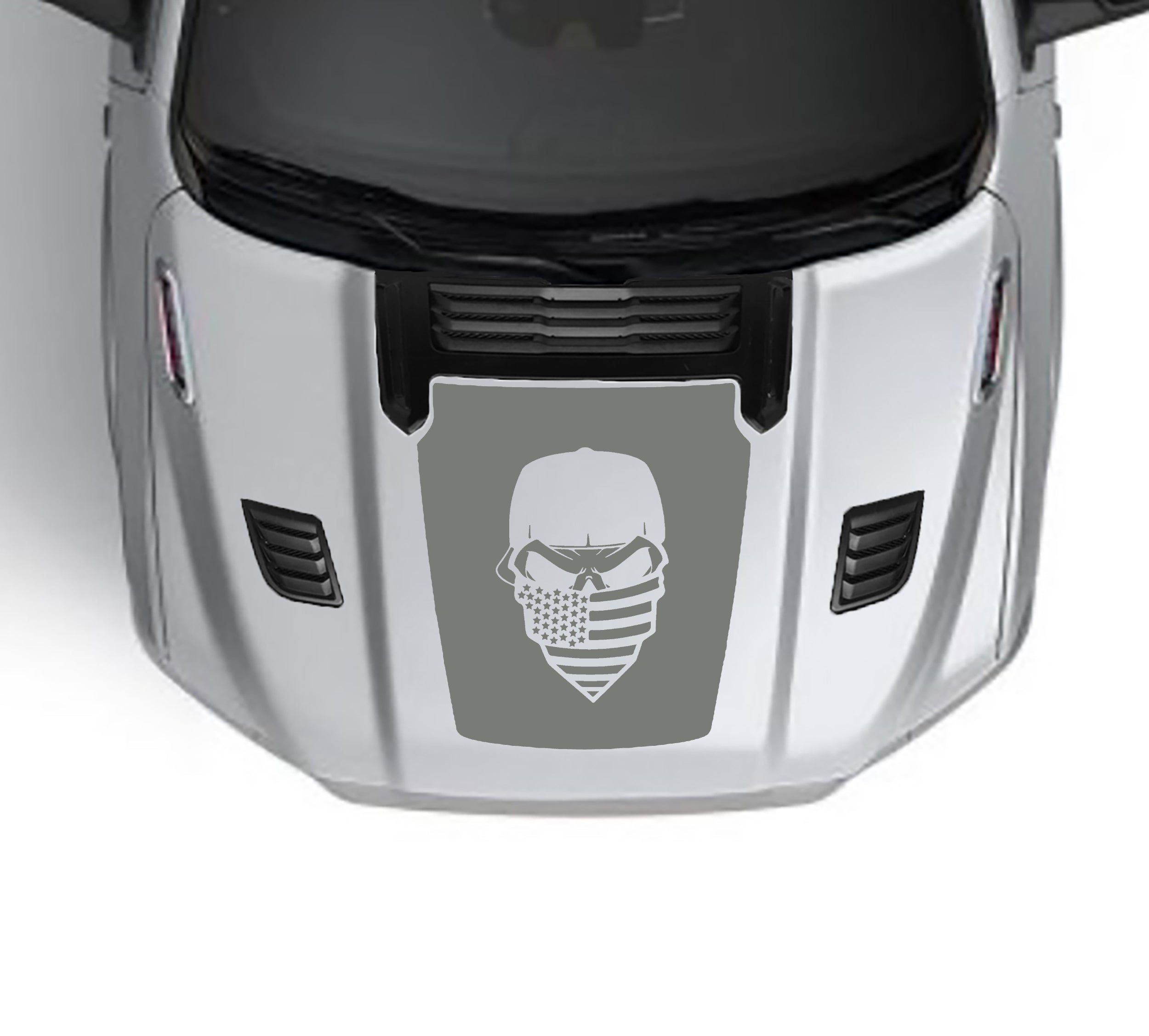 skull flag performance hood graphics for dodge ram 1500 2019 to 2023 models gray