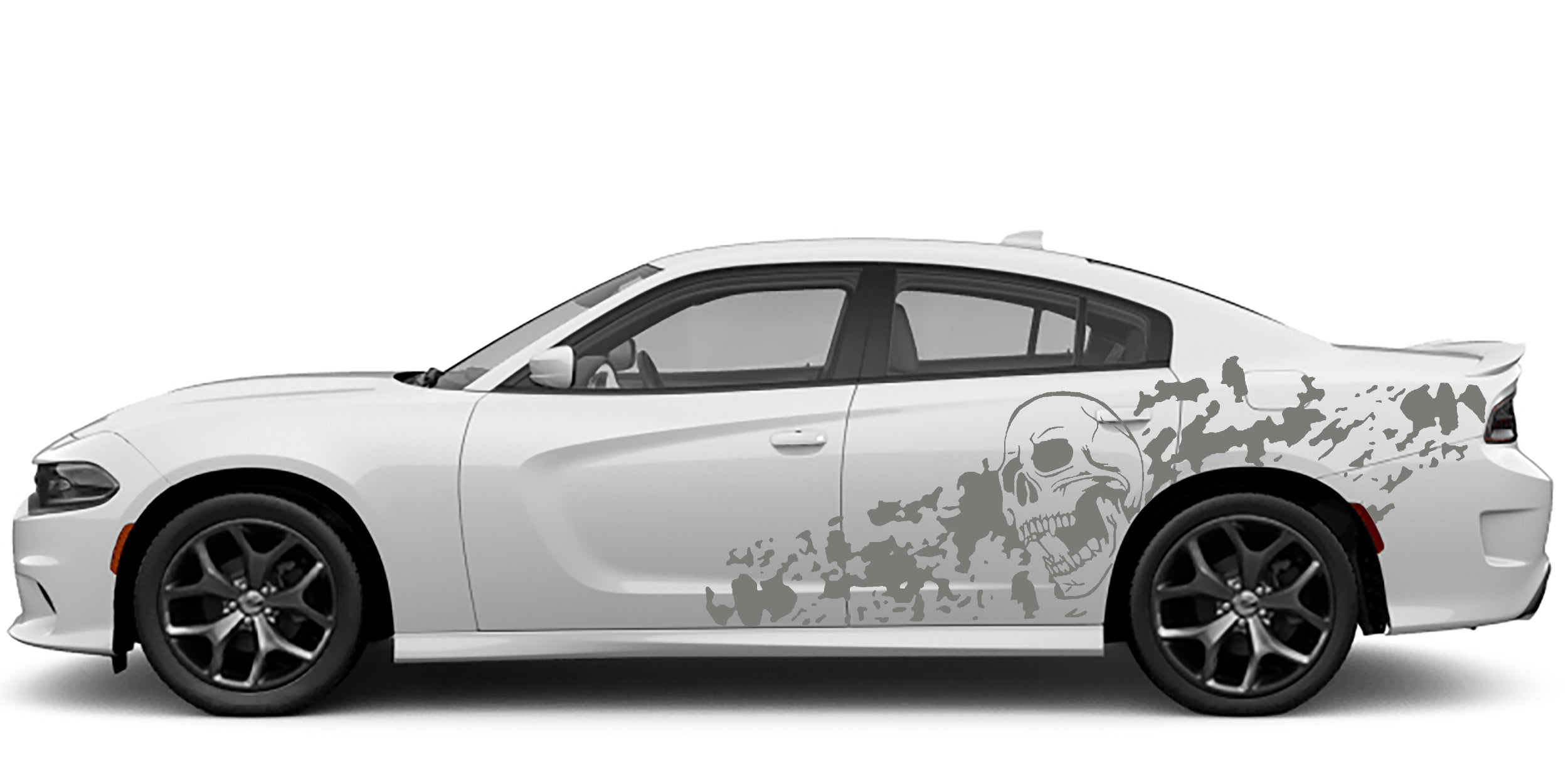 Skull nightmare side decals for dodge charger 2015 to 2023 models gray