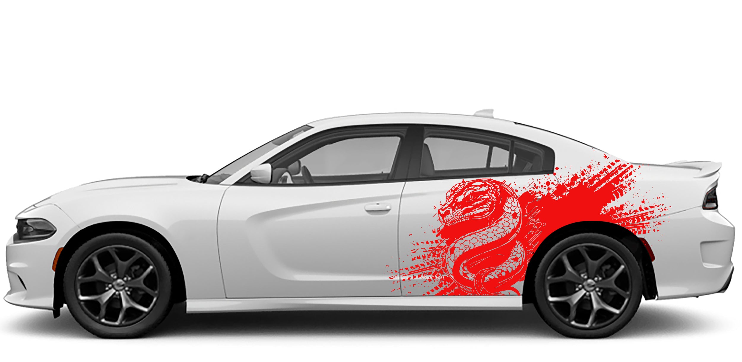 snake splash side graphics for dodge charger 2015 to 2023 models red