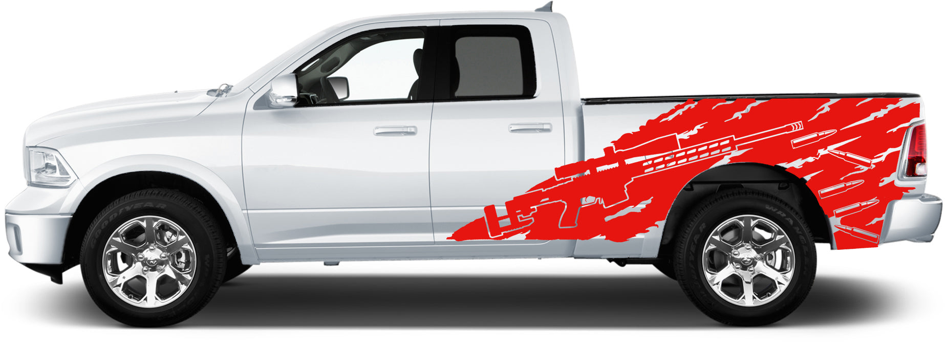 sniper side decal for dodge ram 2009 to 2018 models red