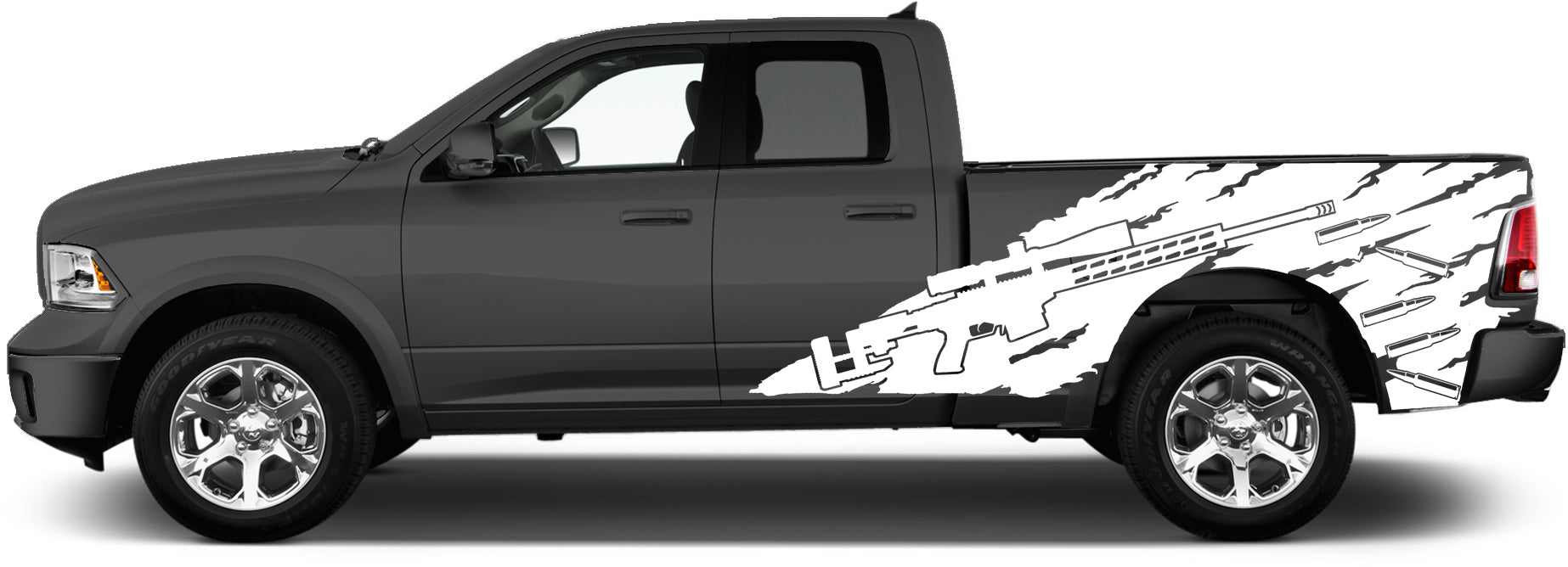 sniper side decal for dodge ram 2009 to 2018 models white