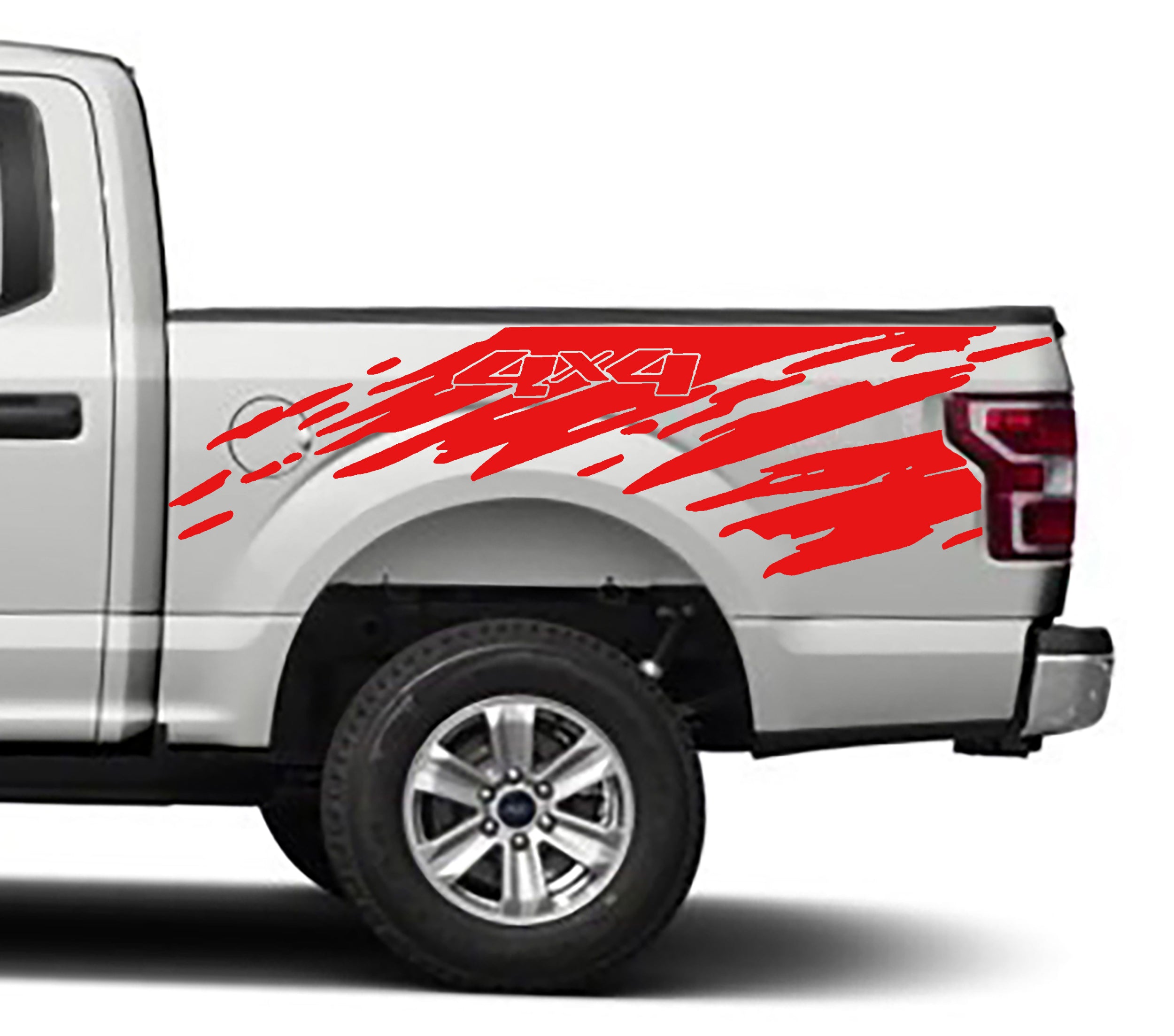 splatter 4x4 bed graphics for ford f 150 2015 to 2020 models red