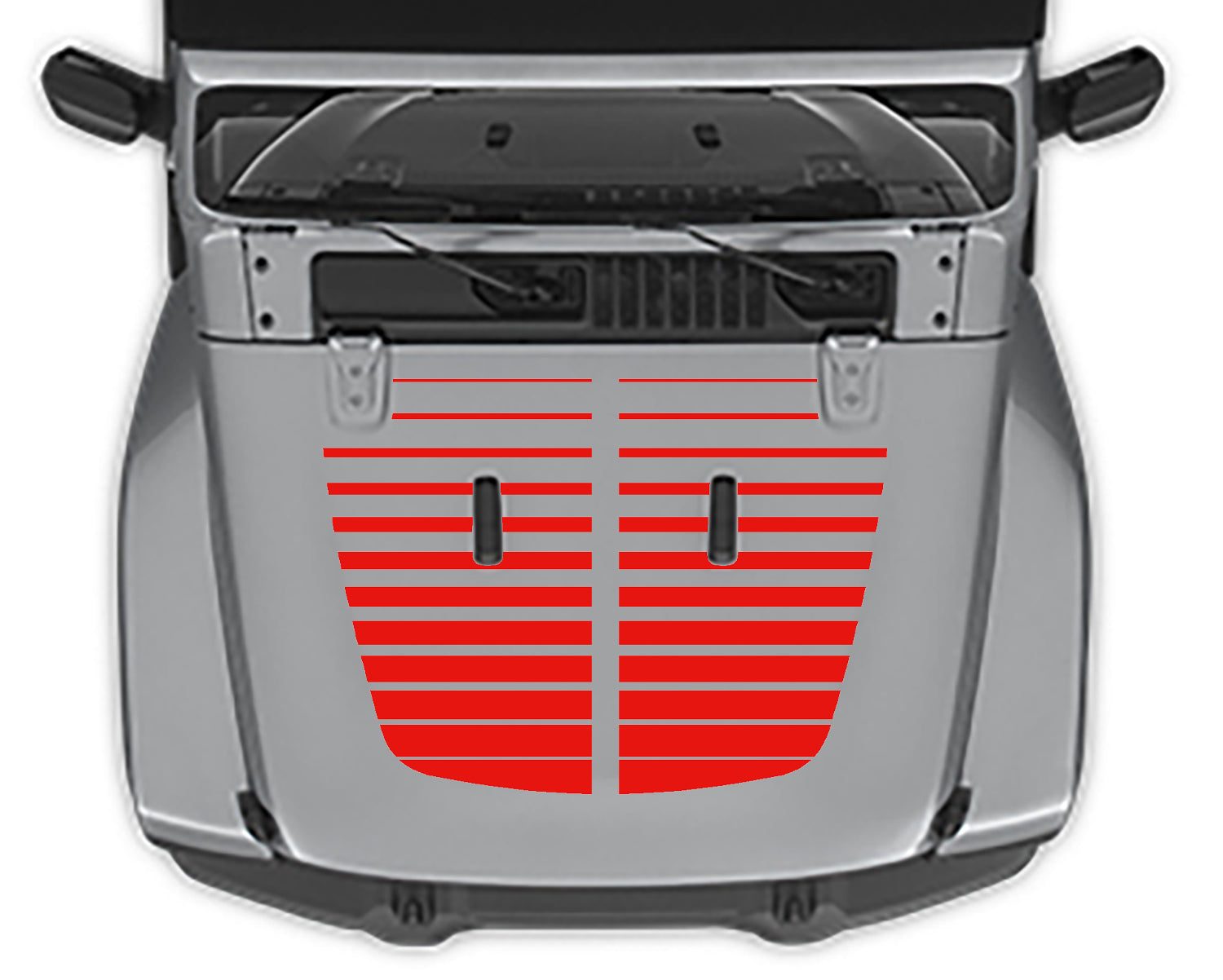 Strobe Hood 2 Decal For Jeep Wrangler jl red