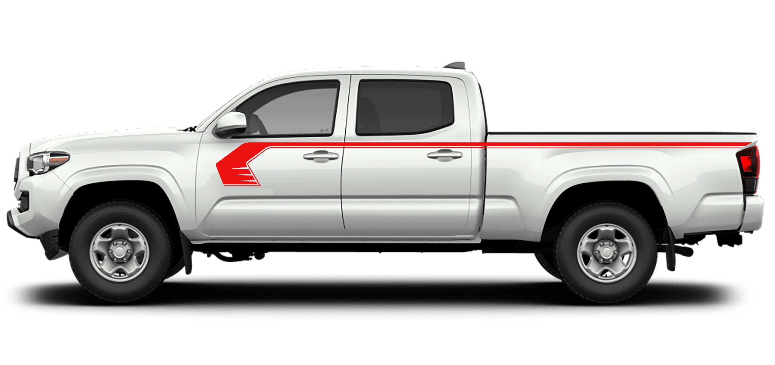 storm upper door panel stripe vinyl decals for toyota tacoma 2016 to 2023 models red