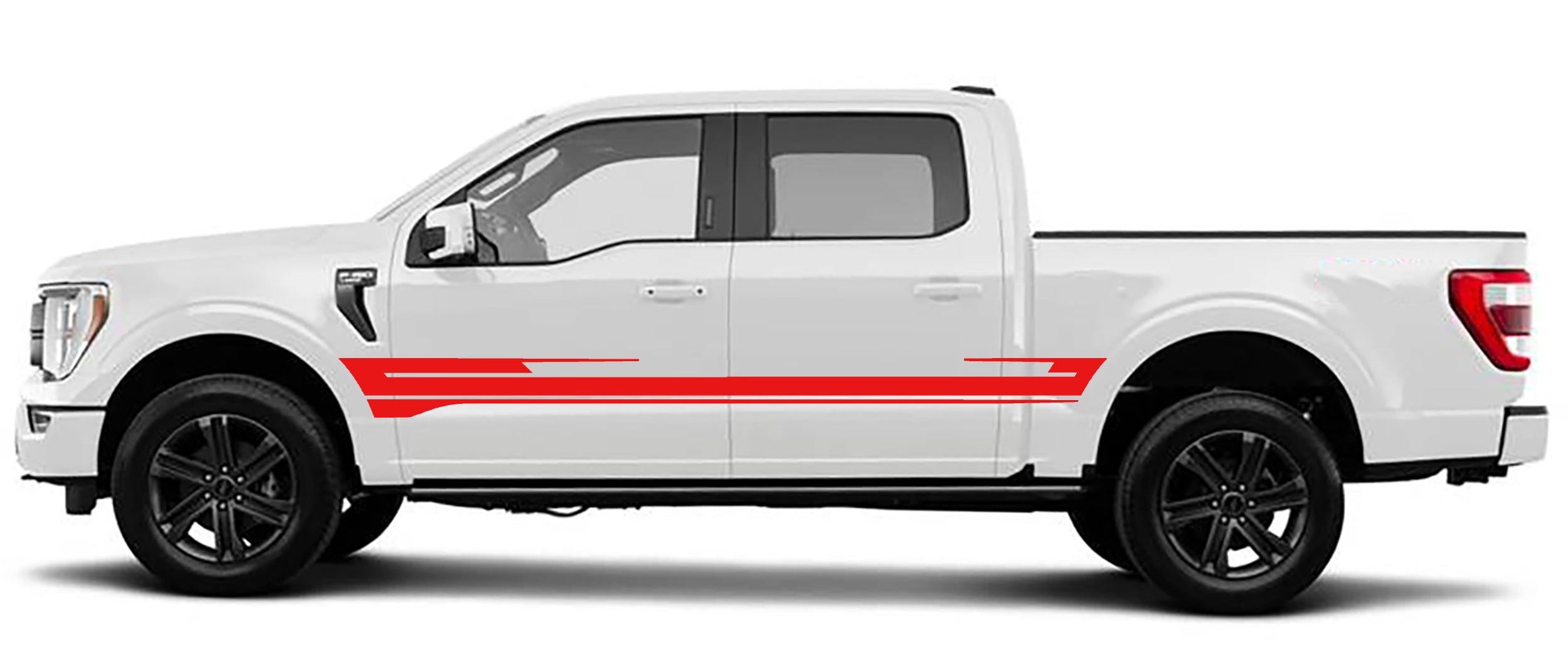 Sway side door mid panel stripes vinyl graphics for ford f 150 2021 to 2023 models red