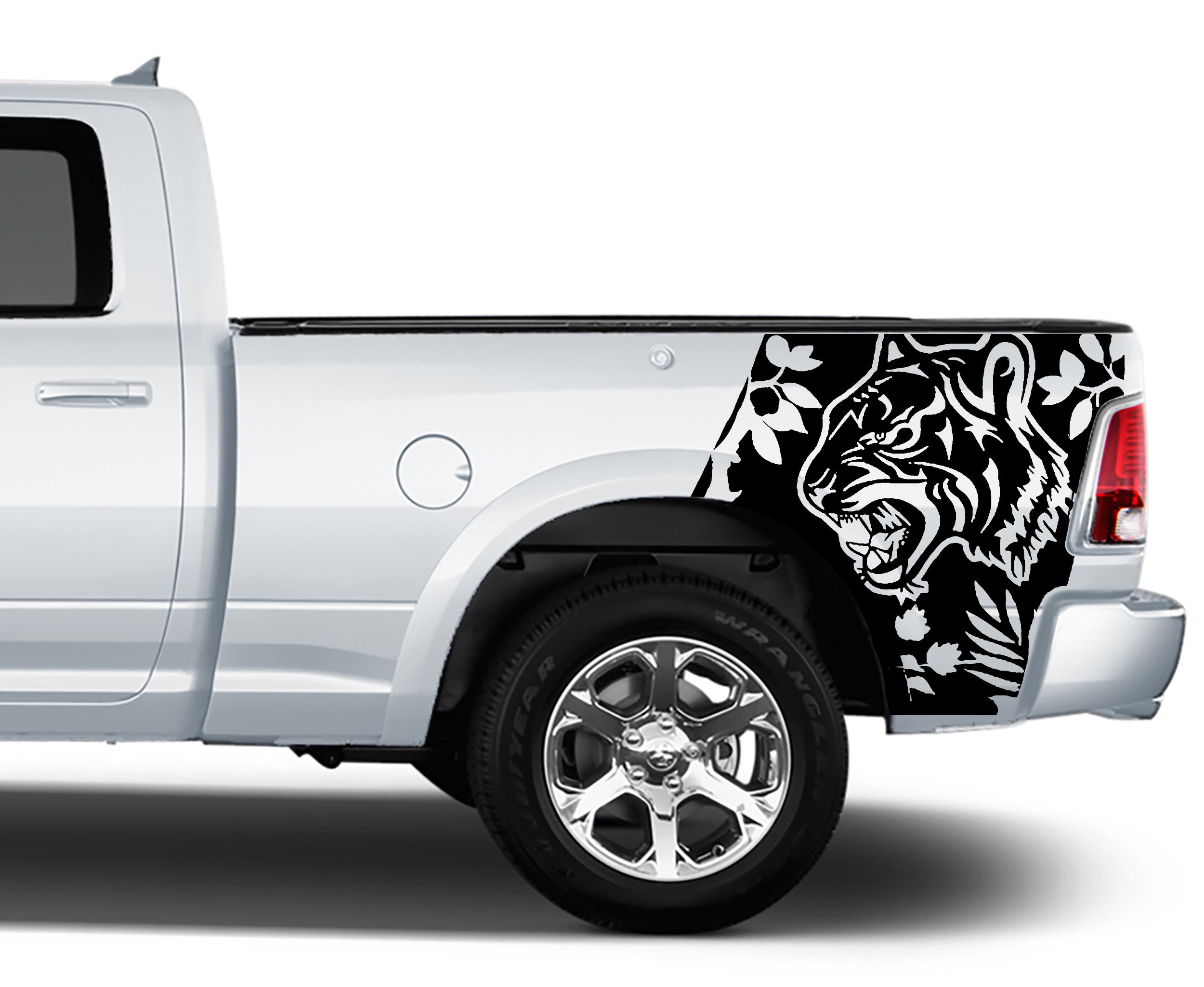 tiger bed decals graphics for dodge ram 1008 to 2018 models black