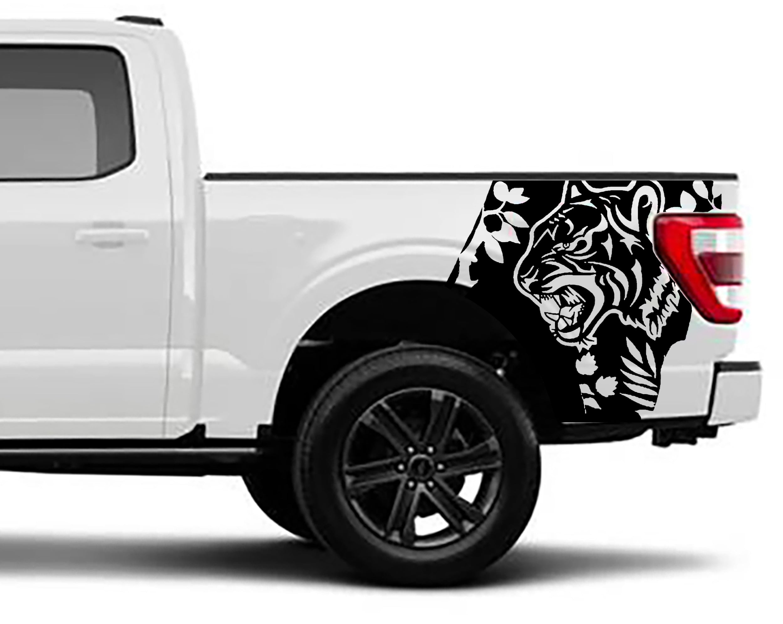 Ford F-150 Tiger Bed Decals (Pair) : Vinyl Graphics Kit Fits (2021-2023)
