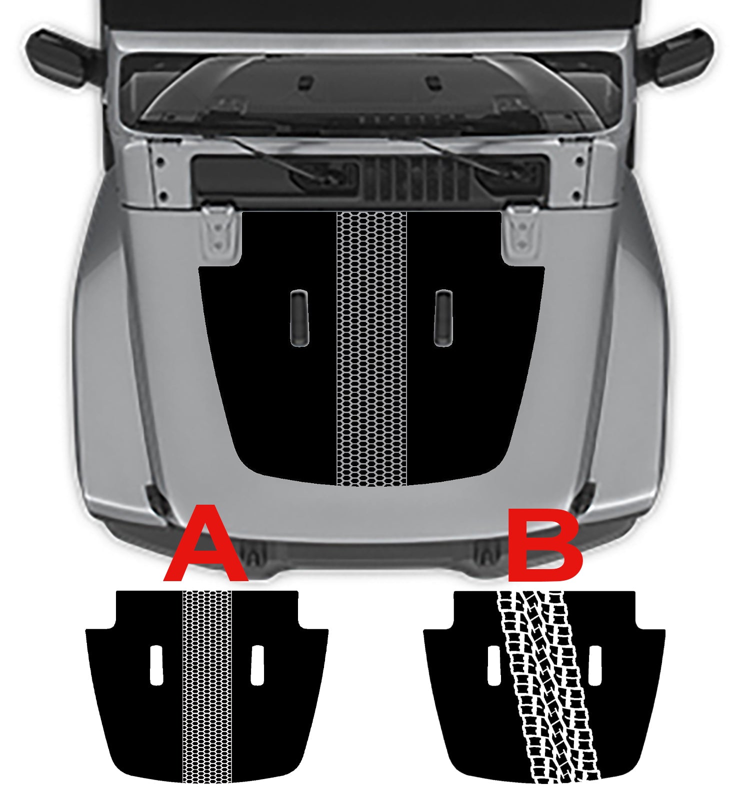 Tire Tracks Hood Decal for Jeep Wrangler jl