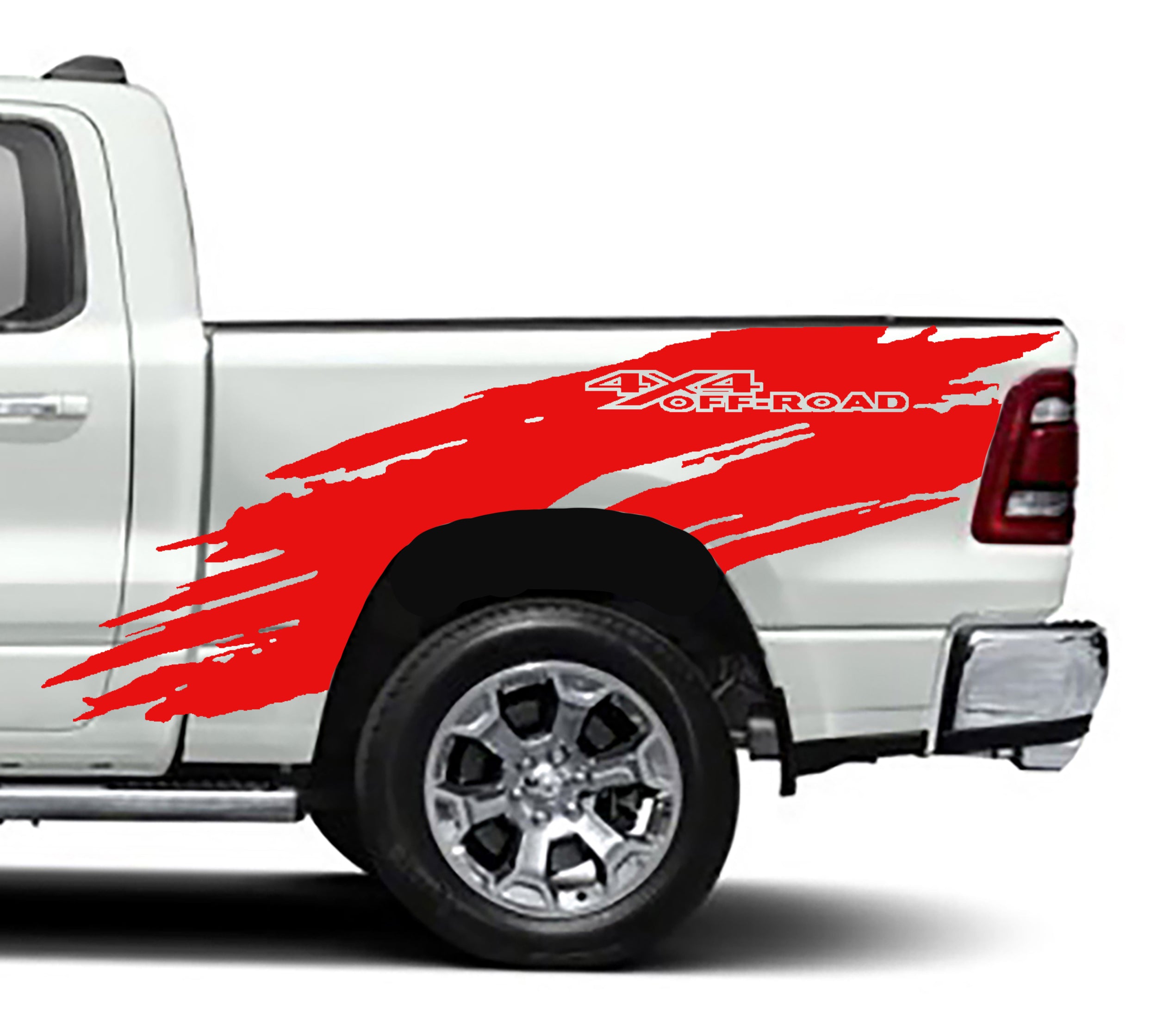 torn 4x4 off road bed graphics for dodge ram 1500 2500 2019 to 2023 models red