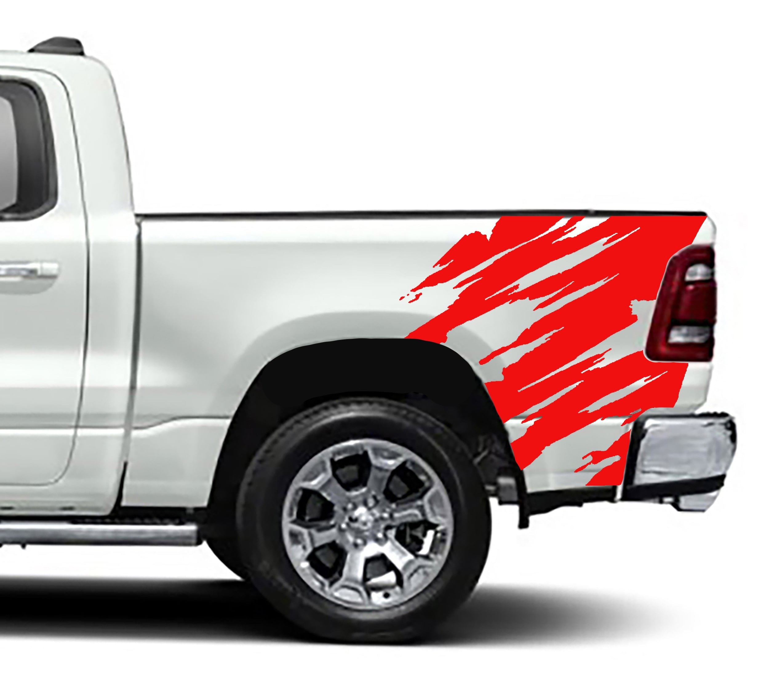 torn bed graphics for dodge ram 1500 2500 2019 to 2023 models red