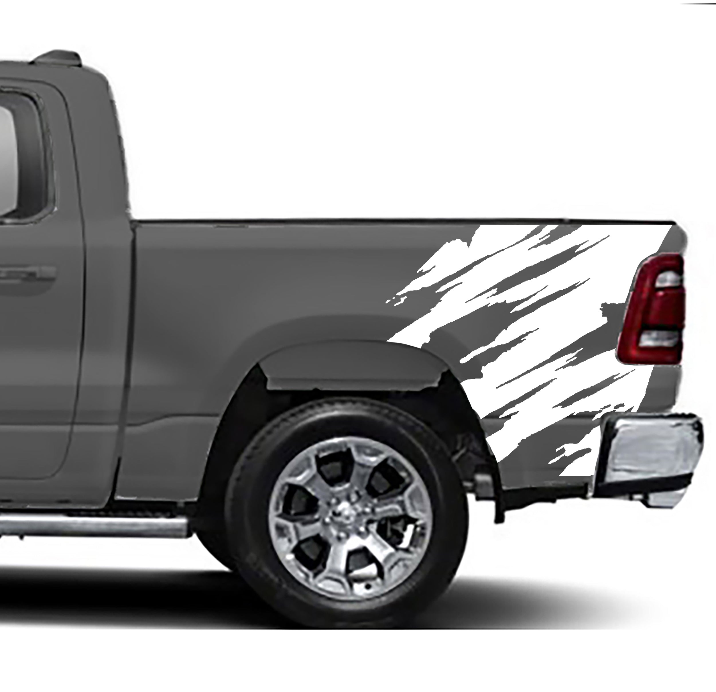 torn bed graphics for dodge ram 1500 2500 2019 to 2023 models white