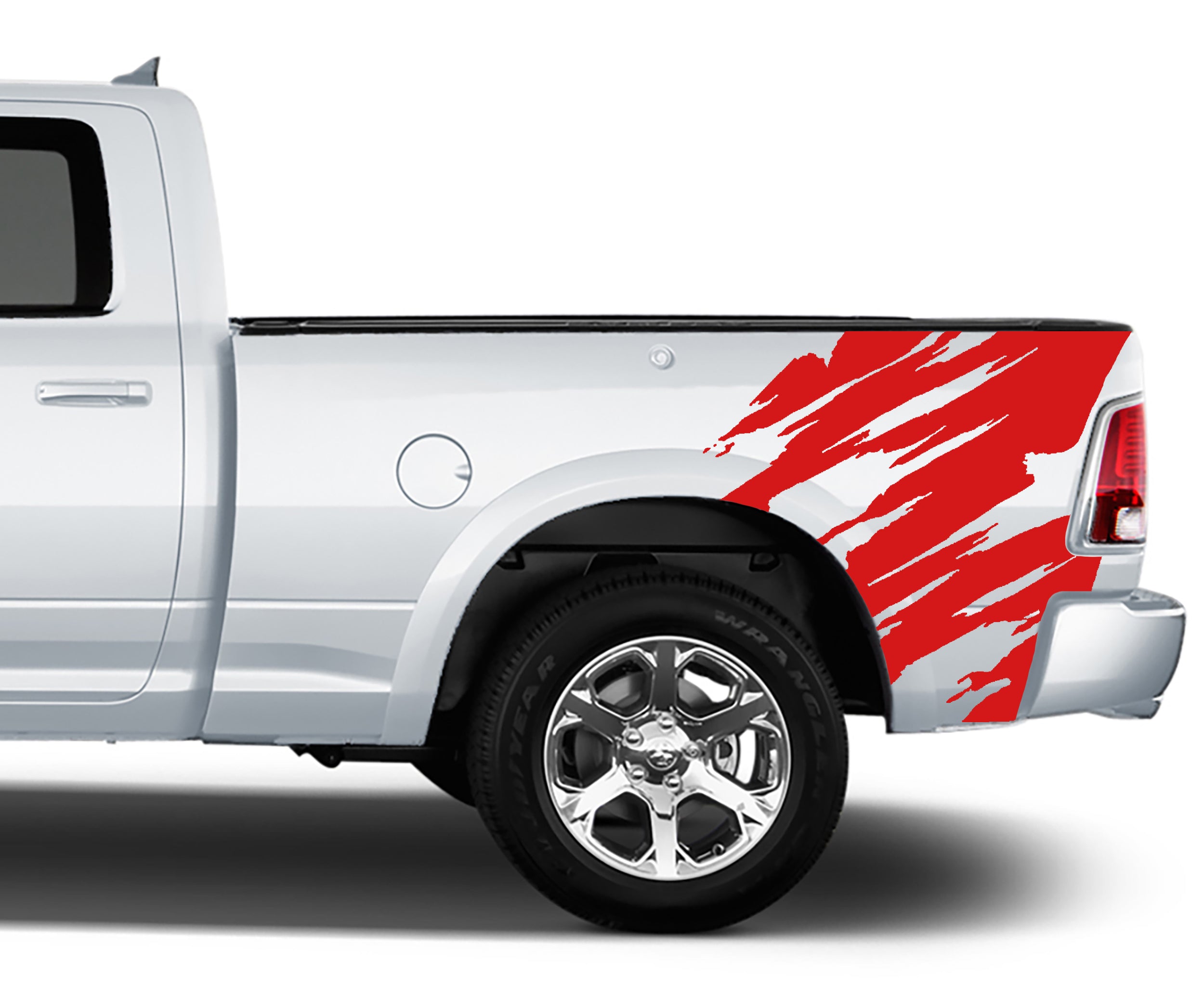 torn bed graphics for dodge ram 2008 to 2018 models red