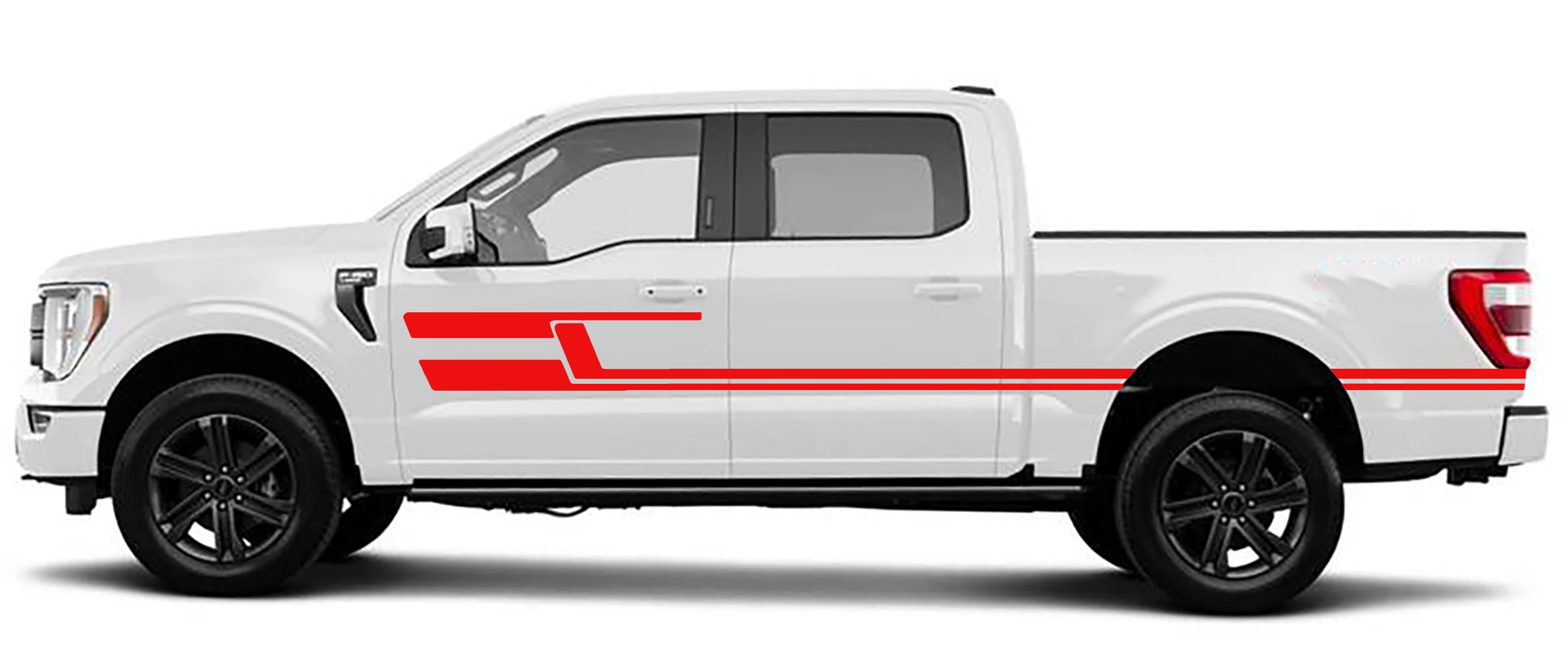 upper door vinyl stripes graphics for ford f 150 2021 to 2023 models red