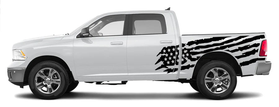 Dodge Ram US Flag Side Decals (Pair) : Vinyl Graphics Kit Fits (2009-2018)