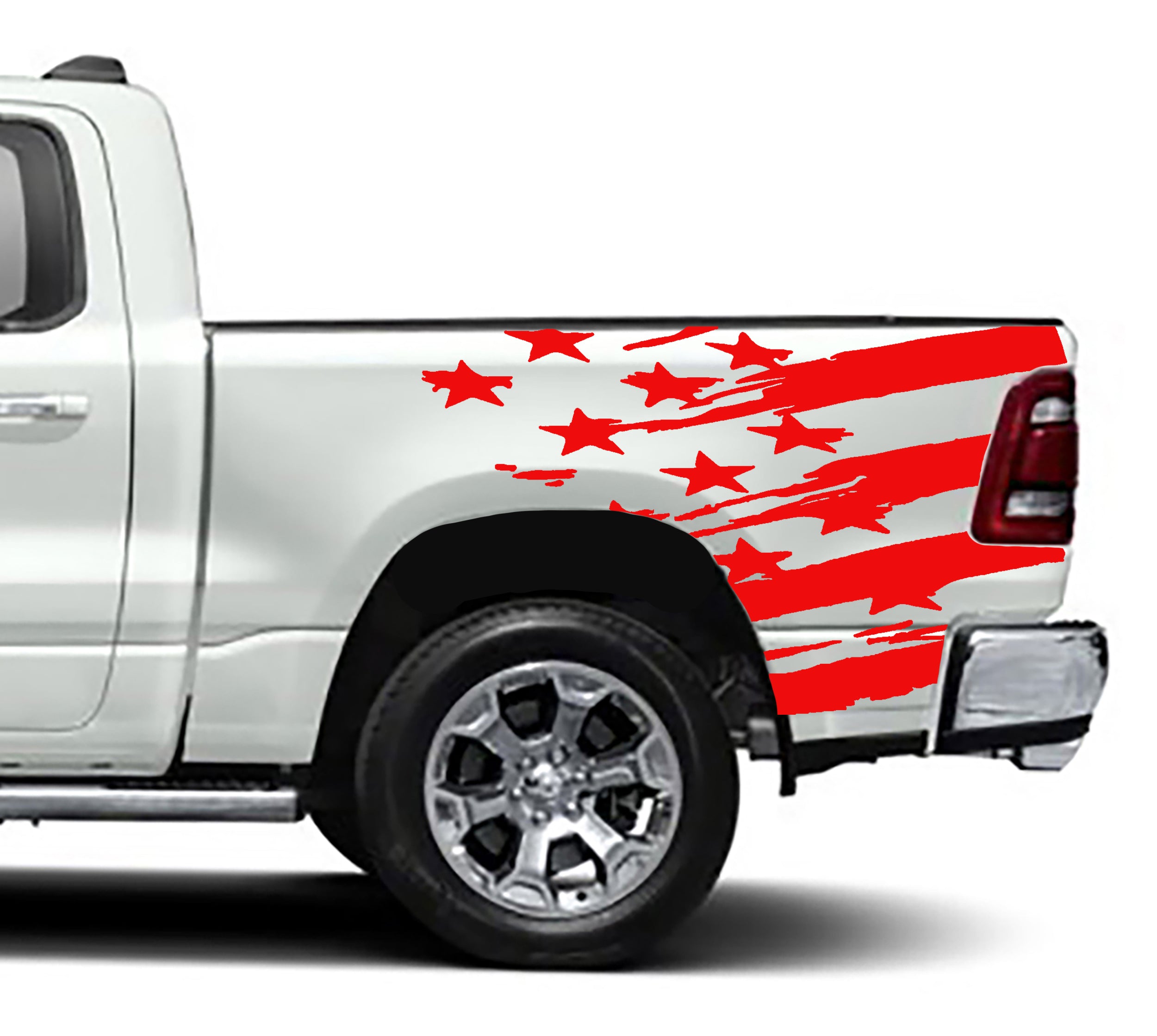 american flag bed graphics for dodge ram 1500 2500 2019 to 2023 models red