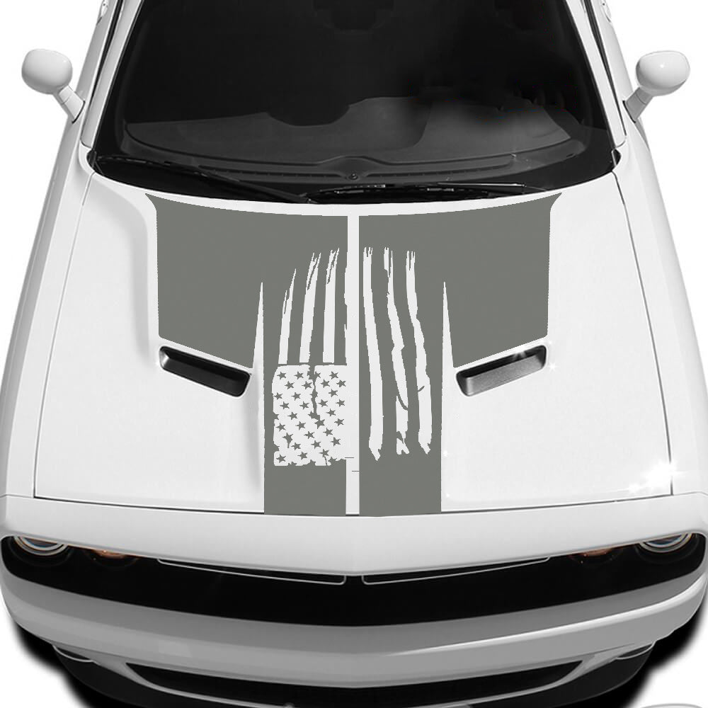 america flag hood decal for dodge challenger 2015 to 2023 models gray