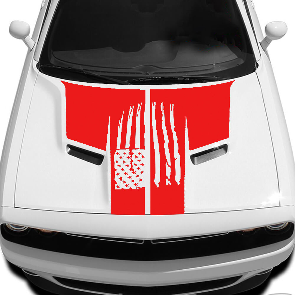 america flag hood decal for dodge challenger 2015 to 2023 models red