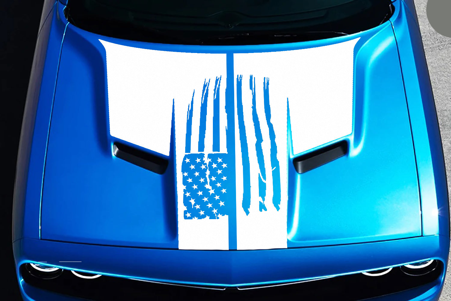 america flag hood decal for dodge challenger 2015 to 2023 models white