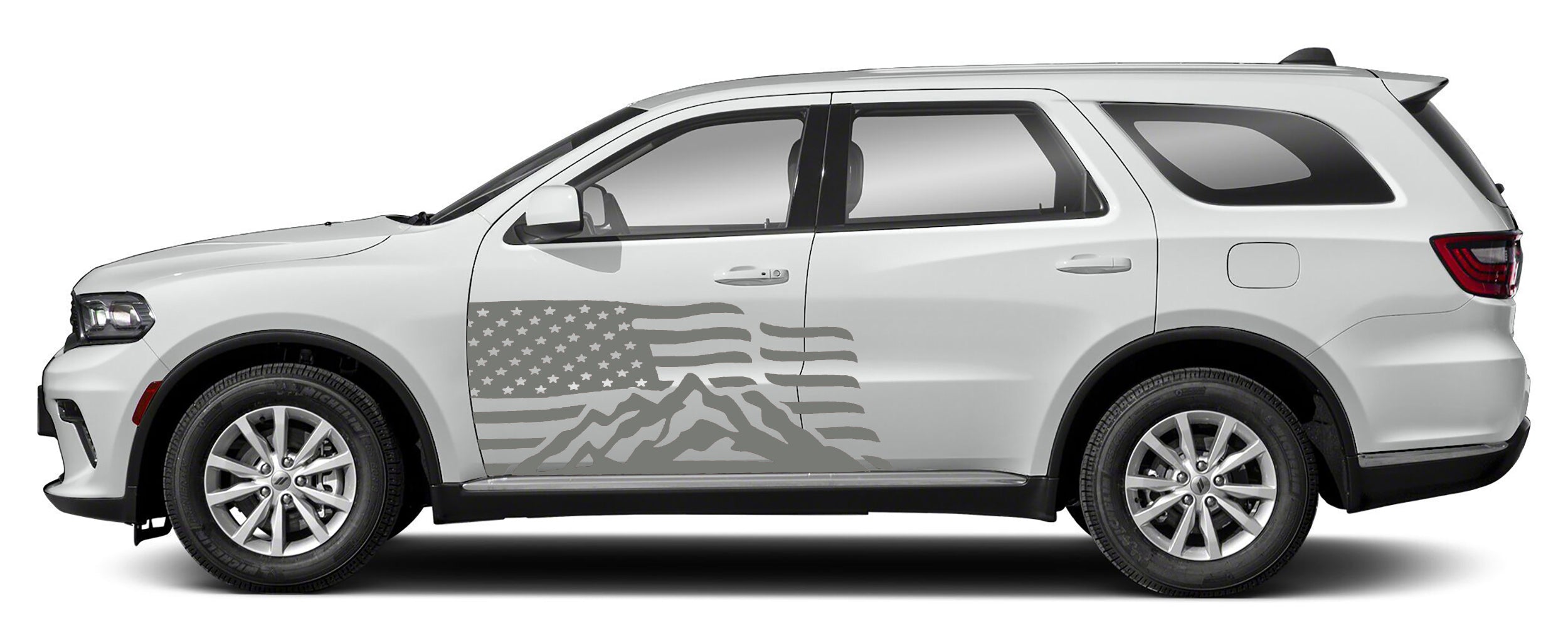 usa flag mountain door graphics kit for dodge durango 2021 to 2024 models gray