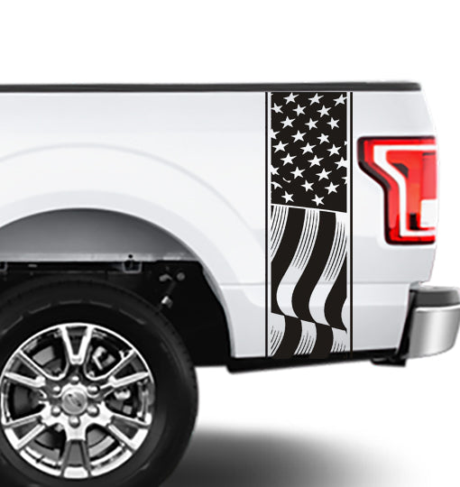 universal usa flag truck bed decal for all truck models and makes black