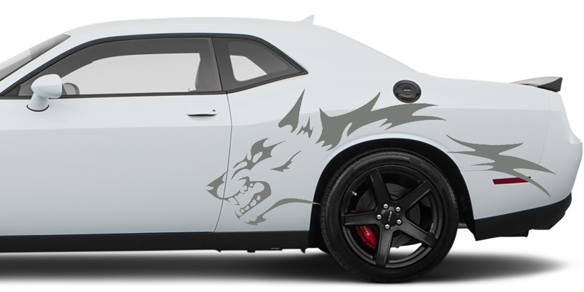 wolf side decals for dodge challenger 2008 to 2023 models gray