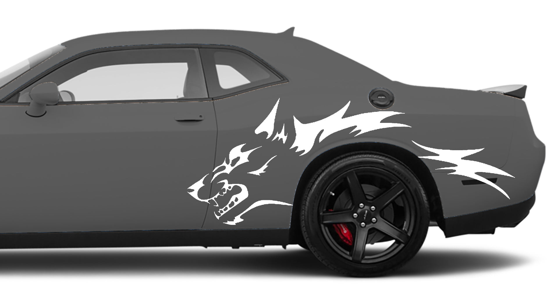 wolf side decals for dodge challenger 2008 to 2023 models white