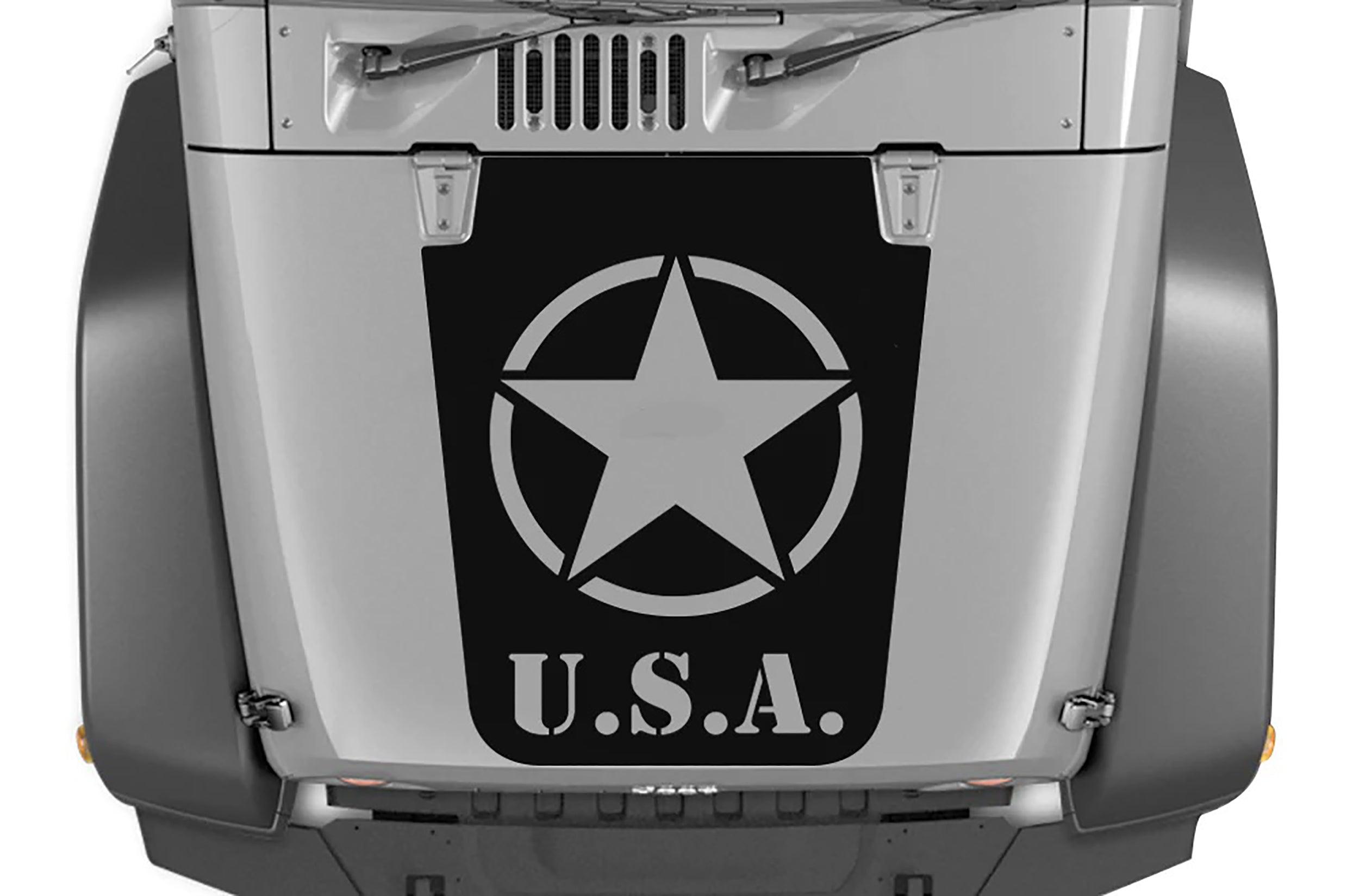 Jeep Wrangler JK (2007-2018) Custom Decals, Graphics and Stickers - USA Star Hood Decal - Jkprostickers