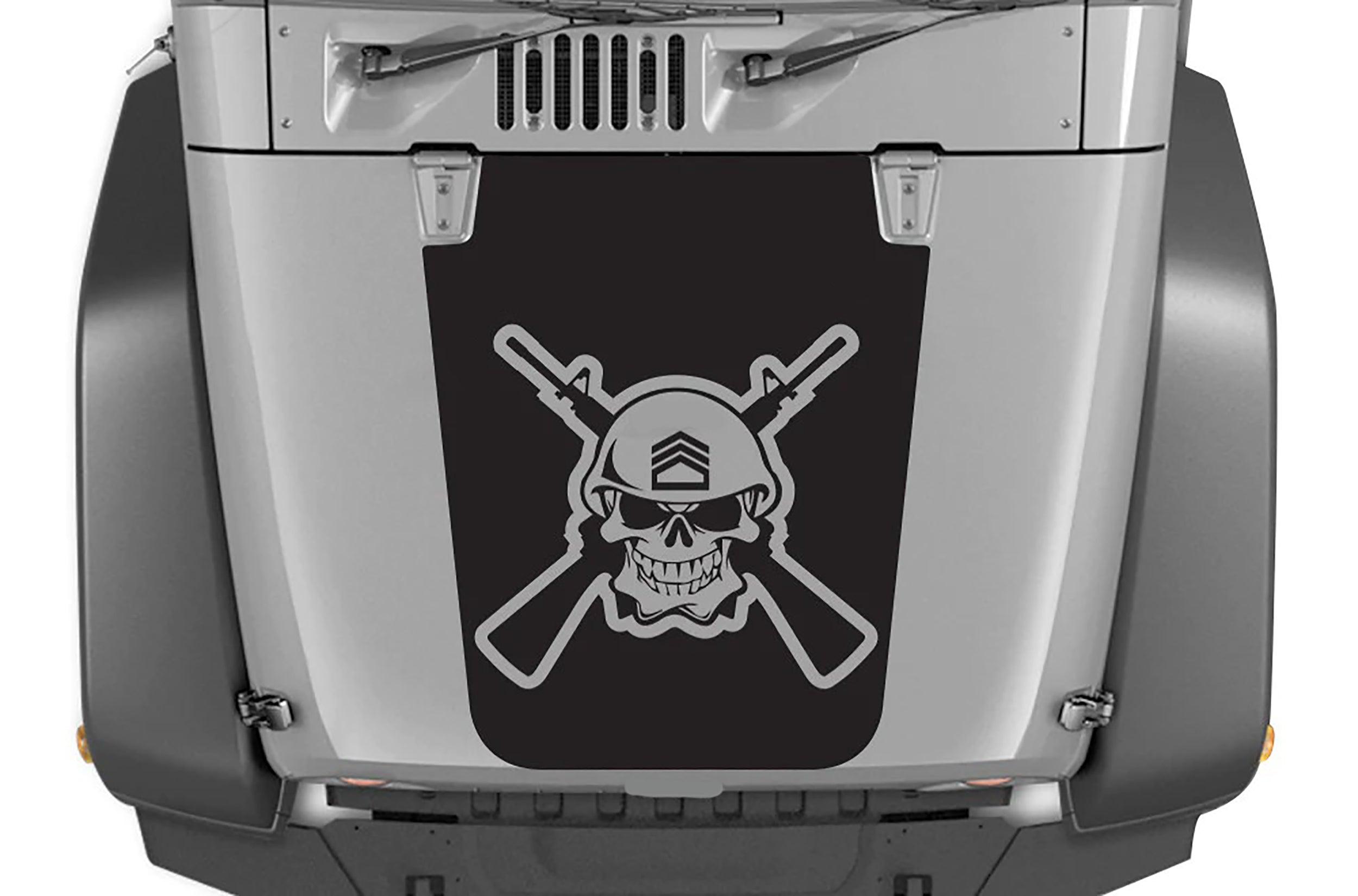 Jeep Wrangler JK (2007-2018) Custom Decals, Graphics and Stickers - Army Skull Hood Decal - Jkprostickers