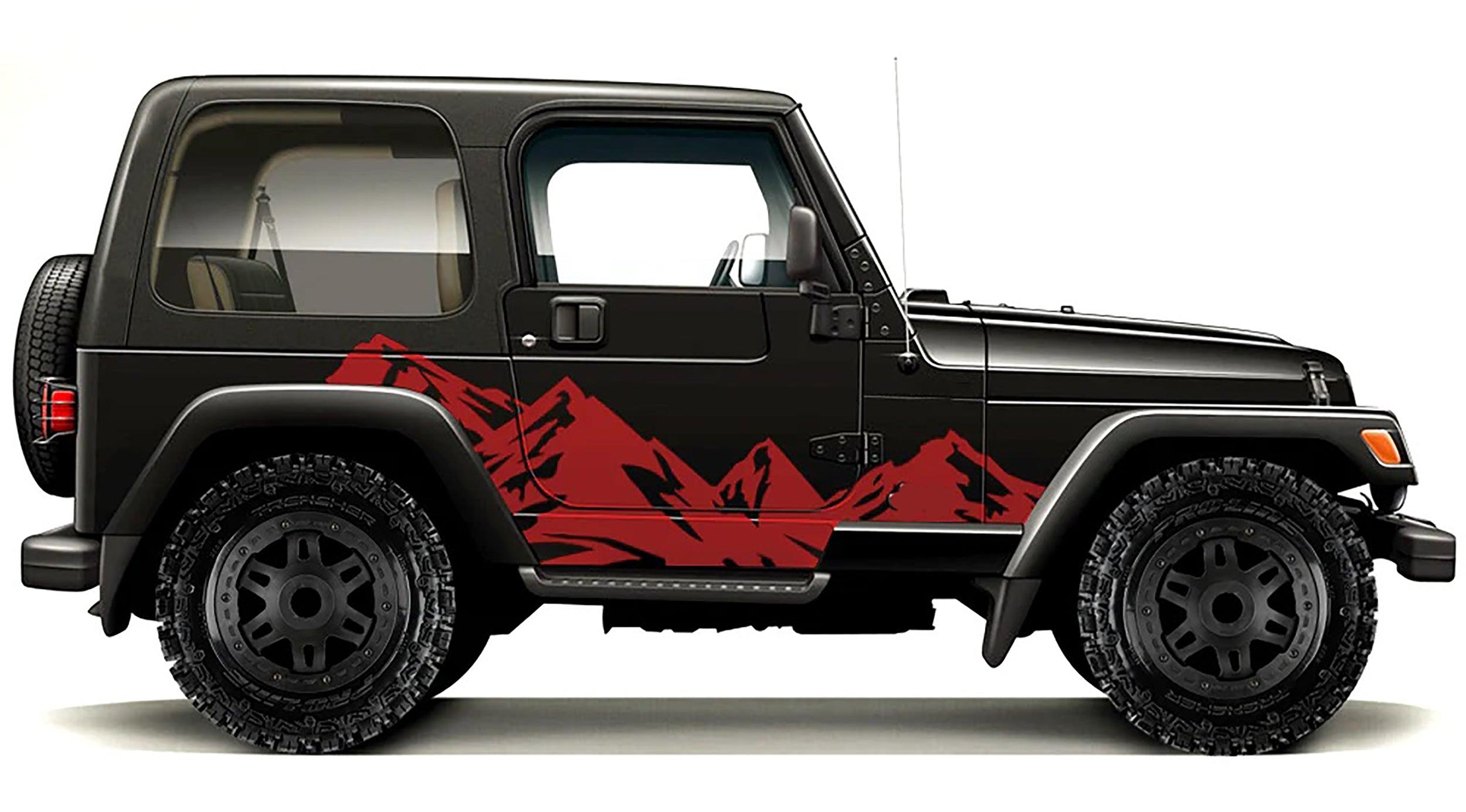 Jeep Wrangler JK Mountains Side Decals (Pair) : Vinyl Graphics Kit fit